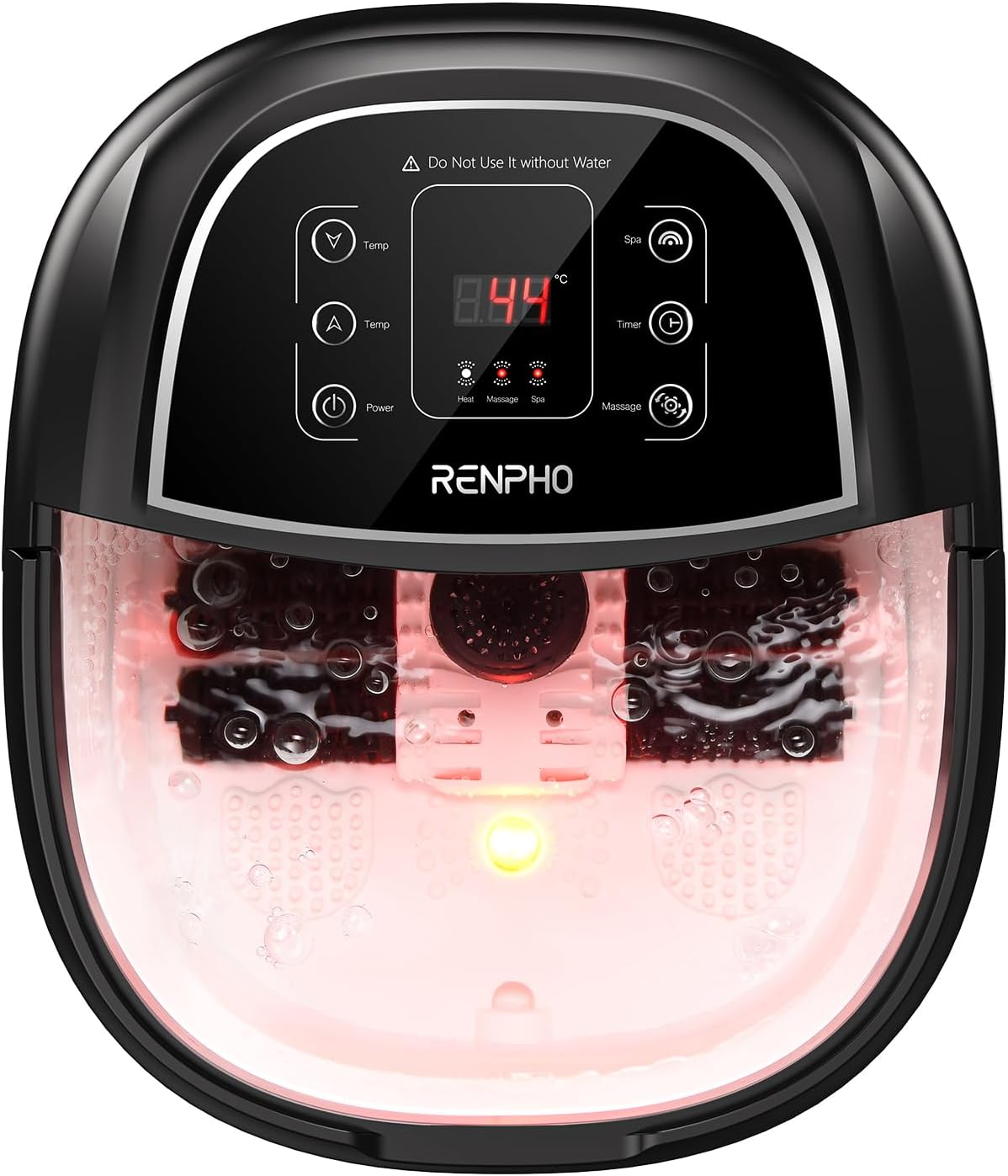 Detalle de Bain de pieds hydromasseur RENPHO avec chauffage rapide, massage automatique et jets de bulles