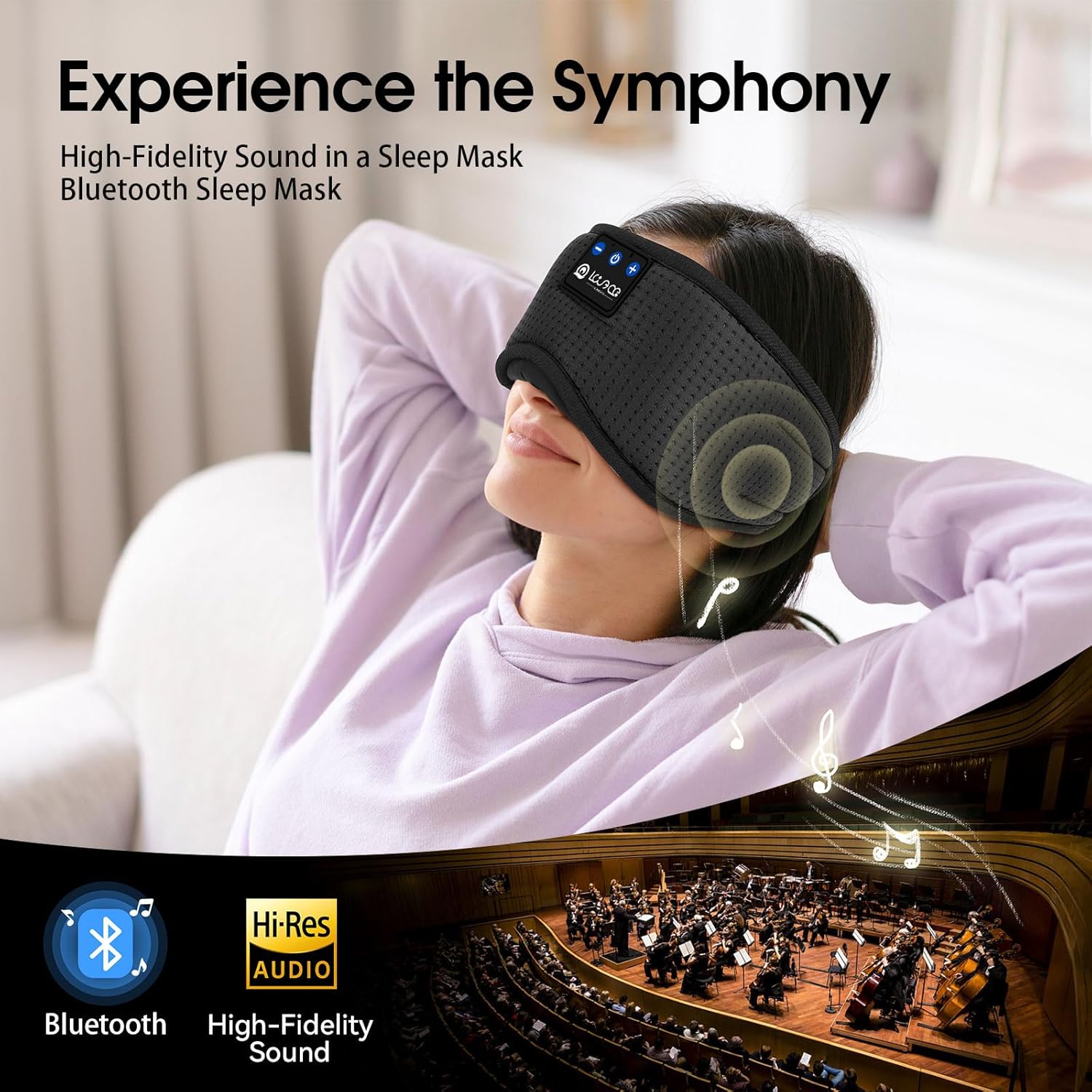 Detalle de Love Eye Sleep Mask with Bluetooth Headphones