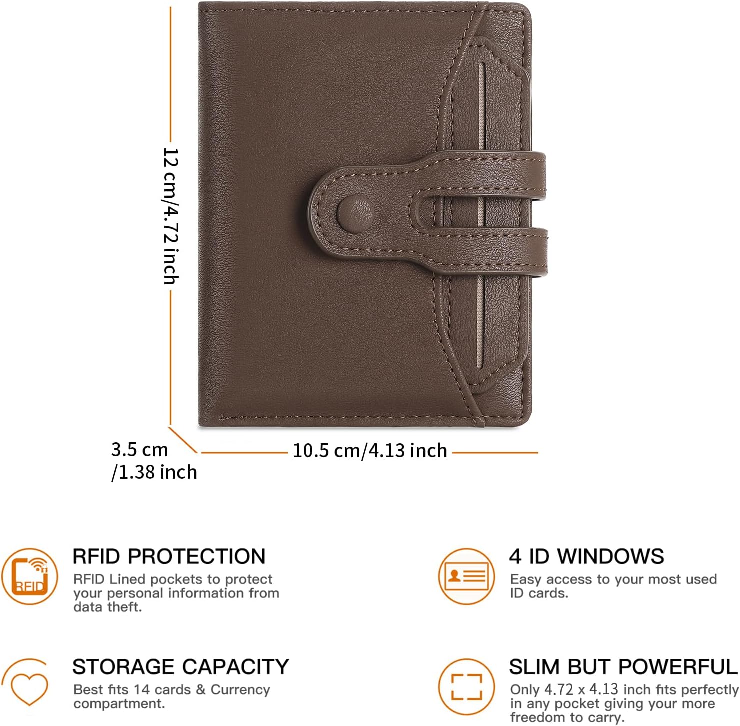 Detalle de SENDEFN RFID Blocking Leather Bifold Wallet with Detachable Card Holder and Zip Coin Pocket