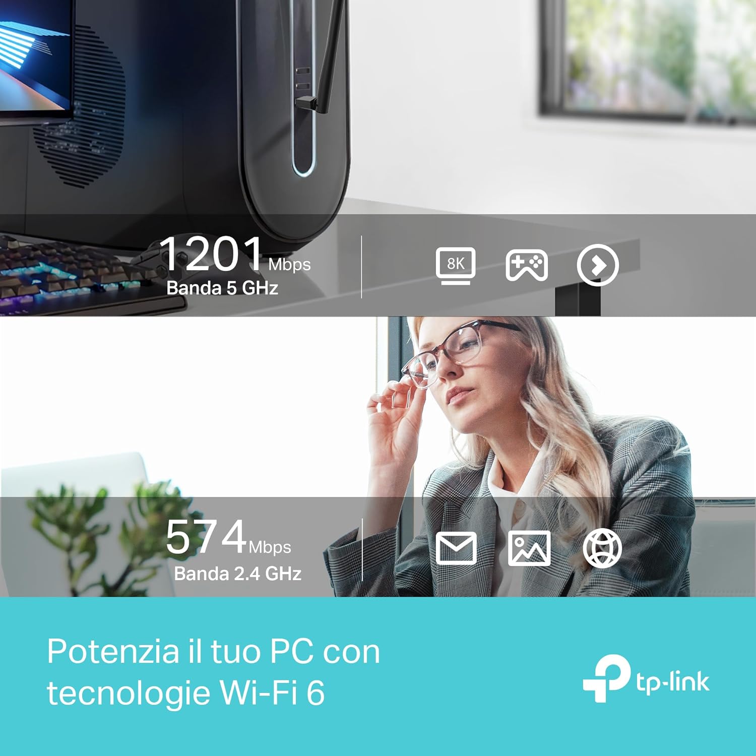Thumbnail 2 de TP-Link Archer TX35U Plus: adattatore Wi‑Fi 6 USB 3.0 per PC fino a 1800 Mbps (dual band, WPA3)