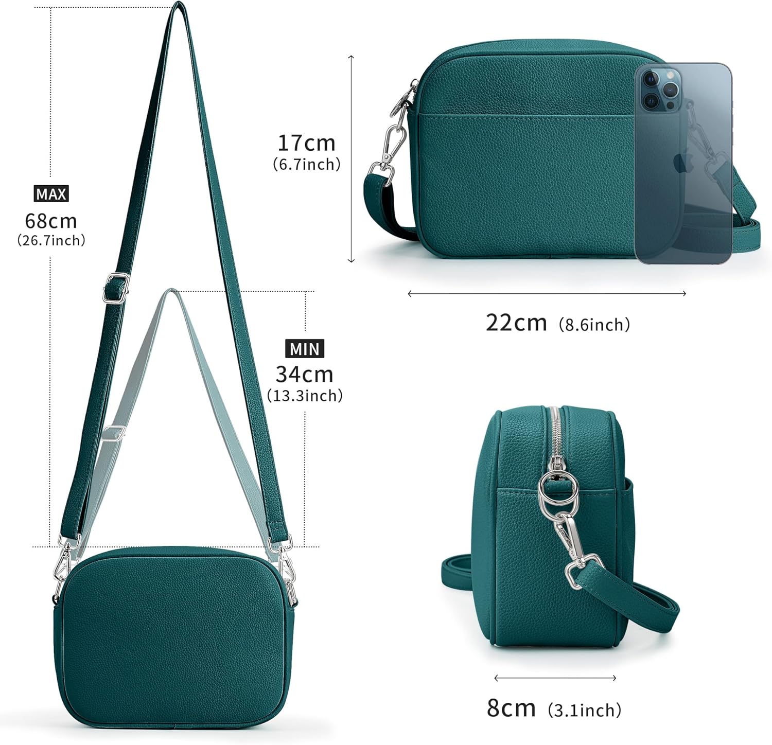 Detalle 2 de KALIDI Crossbody Bag for Women with Adjustable Wide & Narrow Straps
