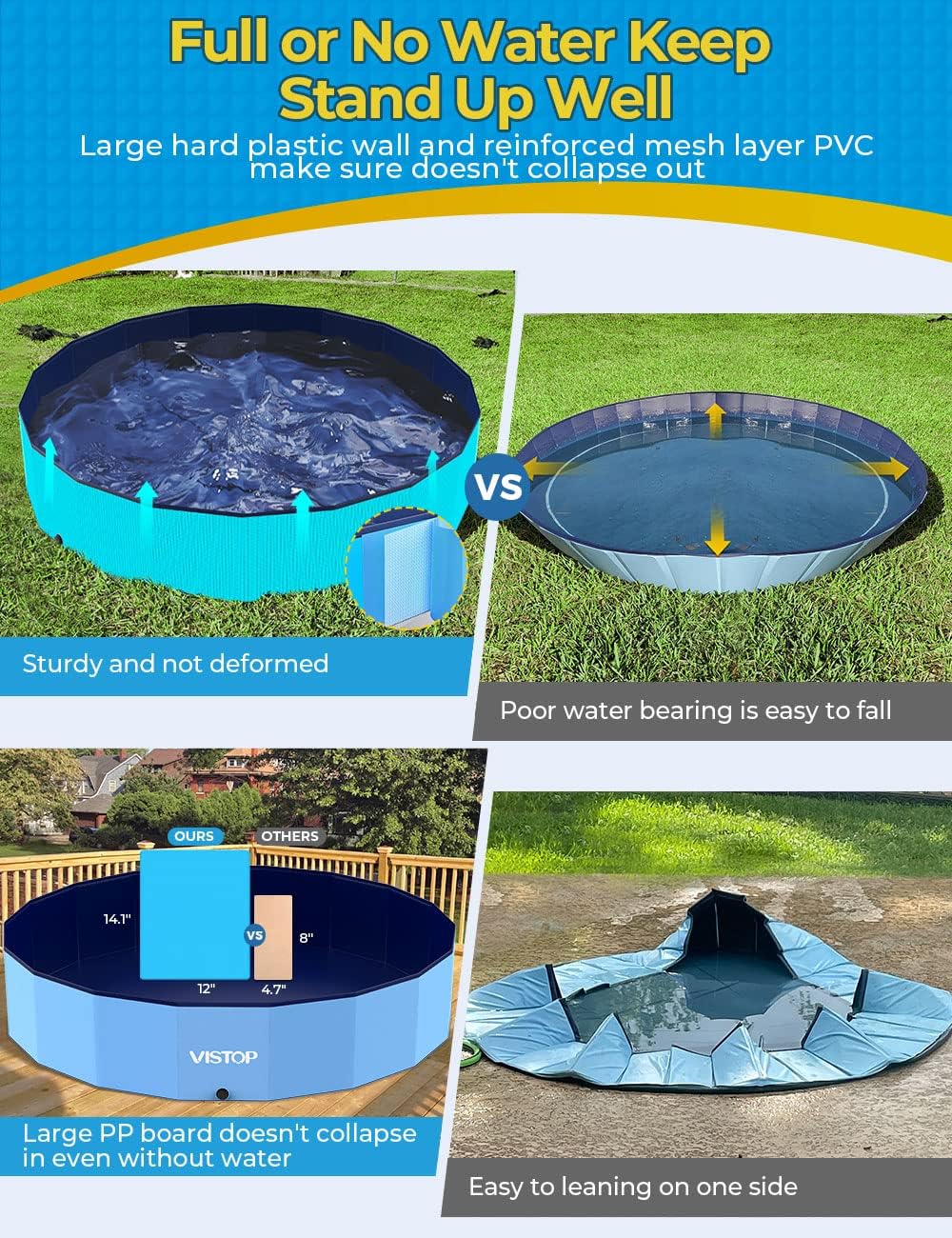 Thumbnail 2 de VISTOP Jumbo Foldable Dog Pool: 77in Portable Hard-Shell Bath Pool for Pets and Kids