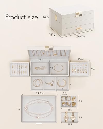 Detalle de VLANDO Jewellery Box: 2-Tier Organiser with Retractable Tray