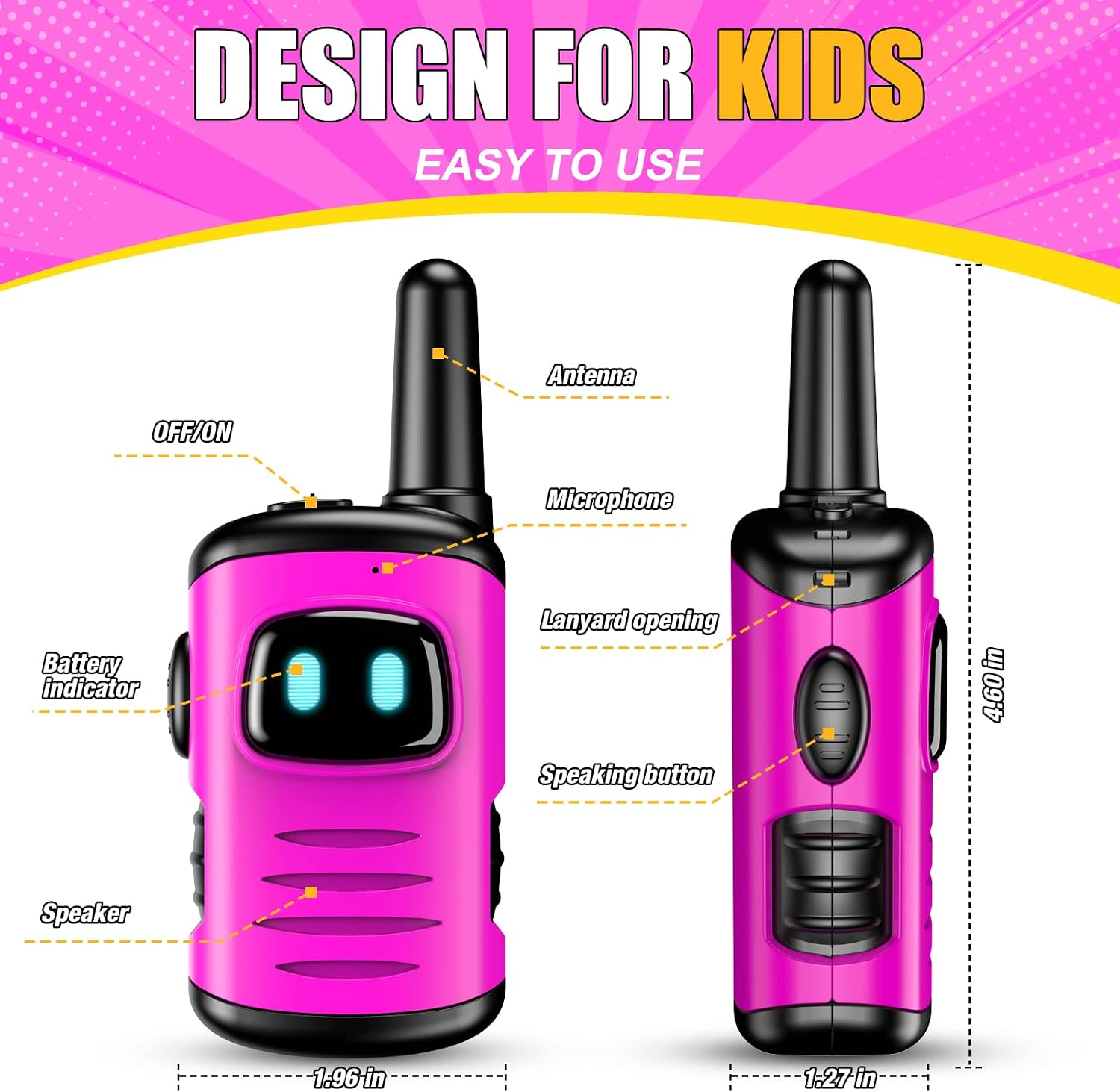 Thumbnail 5 de EUTOYZ Walkie Talkie for Kids (4–8 year olds) – Pink, Durable Outdoor Toy Set