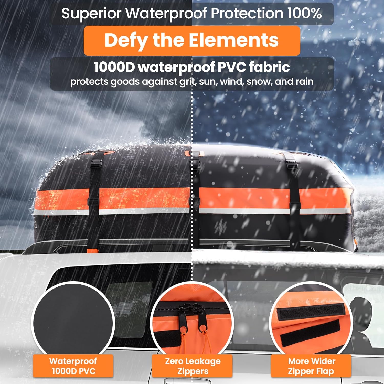 Thumbnail 2 de Sailnovo Coffre de Toit étanche 590L – 1000D PVC, 6 crochets et tapis antidérapant