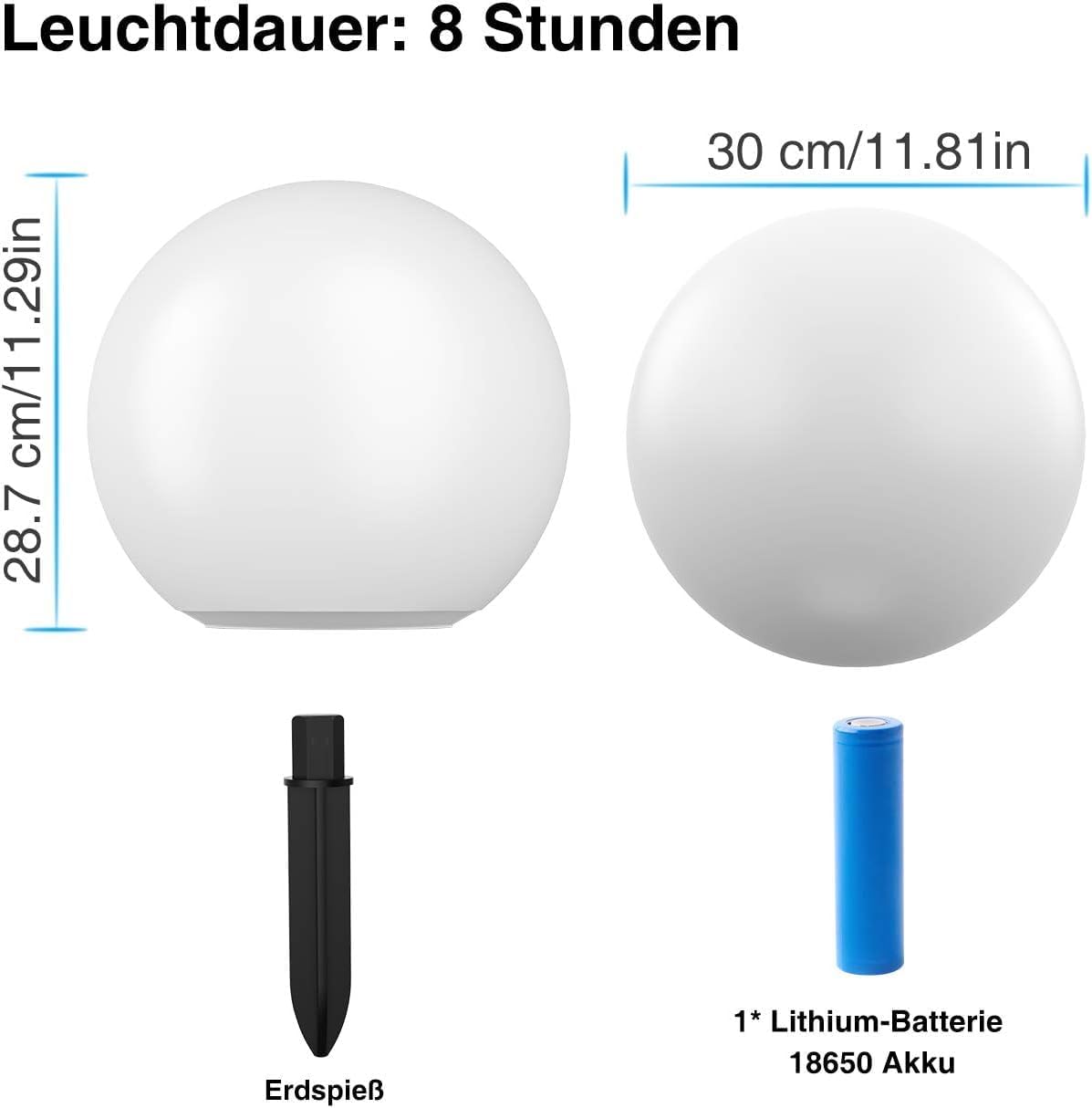 Thumbnail 1 de Infray Solarleuchten für außen – 30 cm Solarkugel mit 9 Modi, IP67, LED-Gartenbeleuchtung