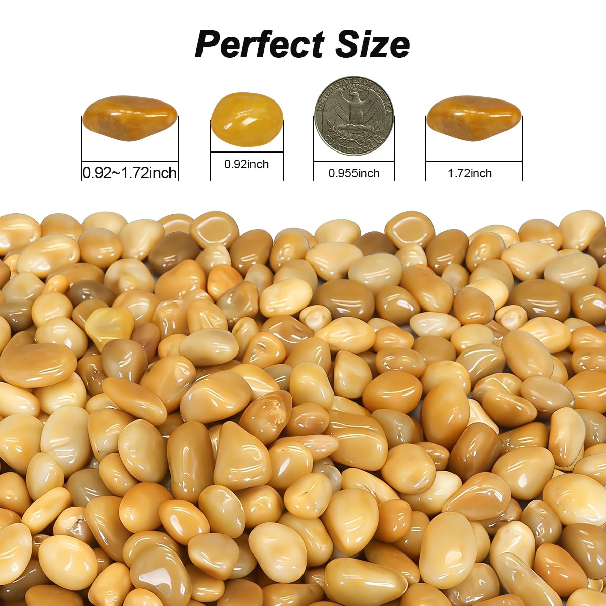 Detalle de Virekm Decorative River Rocks, Yellow Landscaping Pebbles, 5 Pounds