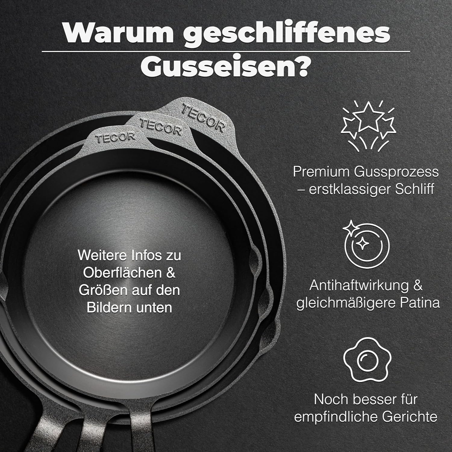 Detalle 2 de TECOR Gusseisenpfanne 28 cm für Induktion