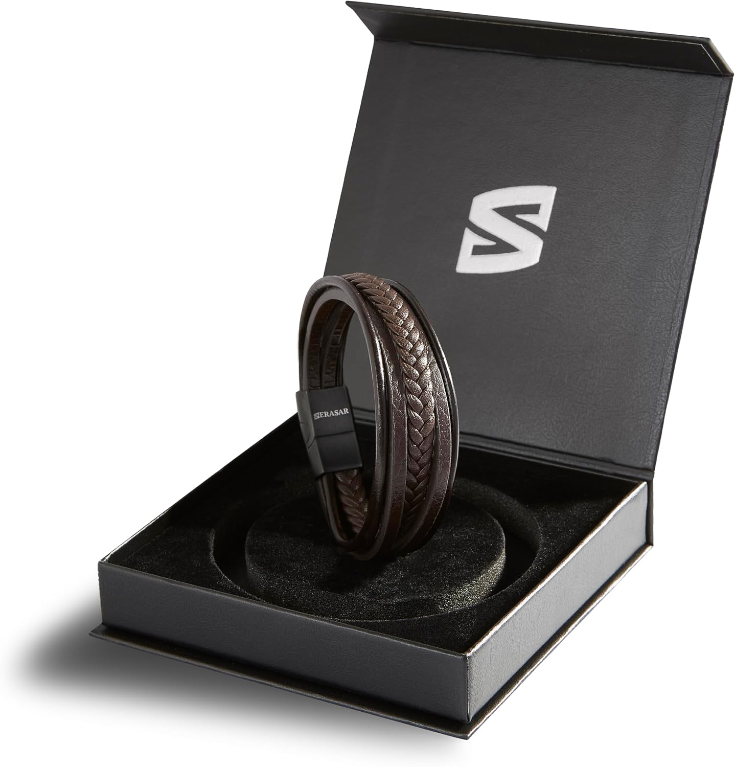 Detalle 2 de SERASAR Bracelet en Cuir Noir Marron
