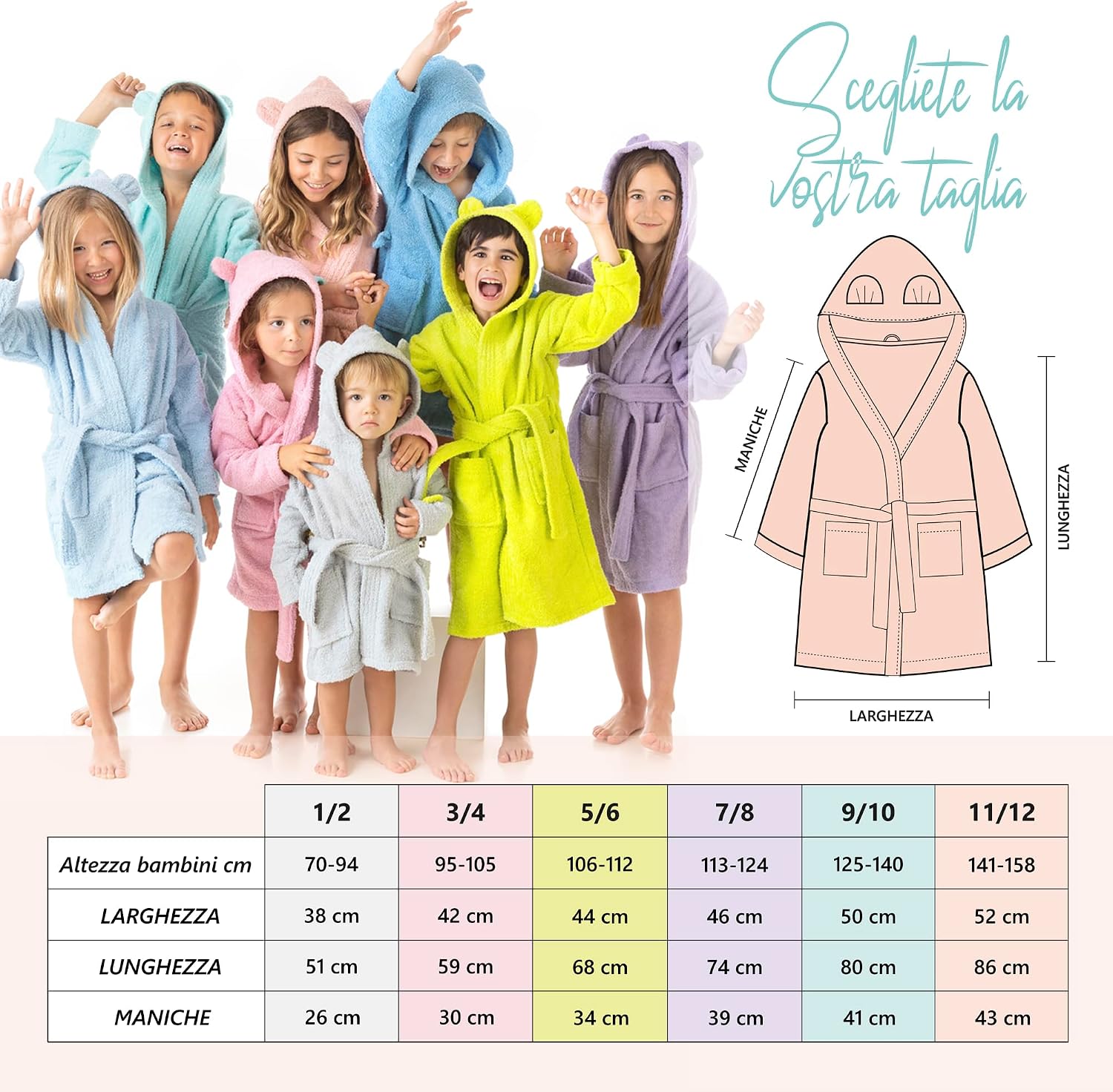 Detalle 1 de LEBENGOOD Accappatoio Bambini 100% Cotone