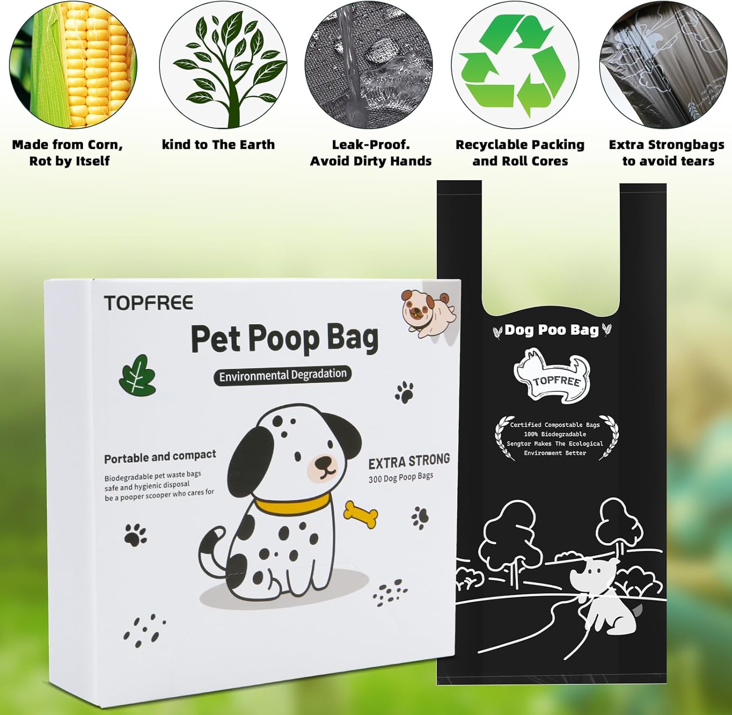Detalle de Topfree Poo Bags 300 Extra Thick dog waste bags