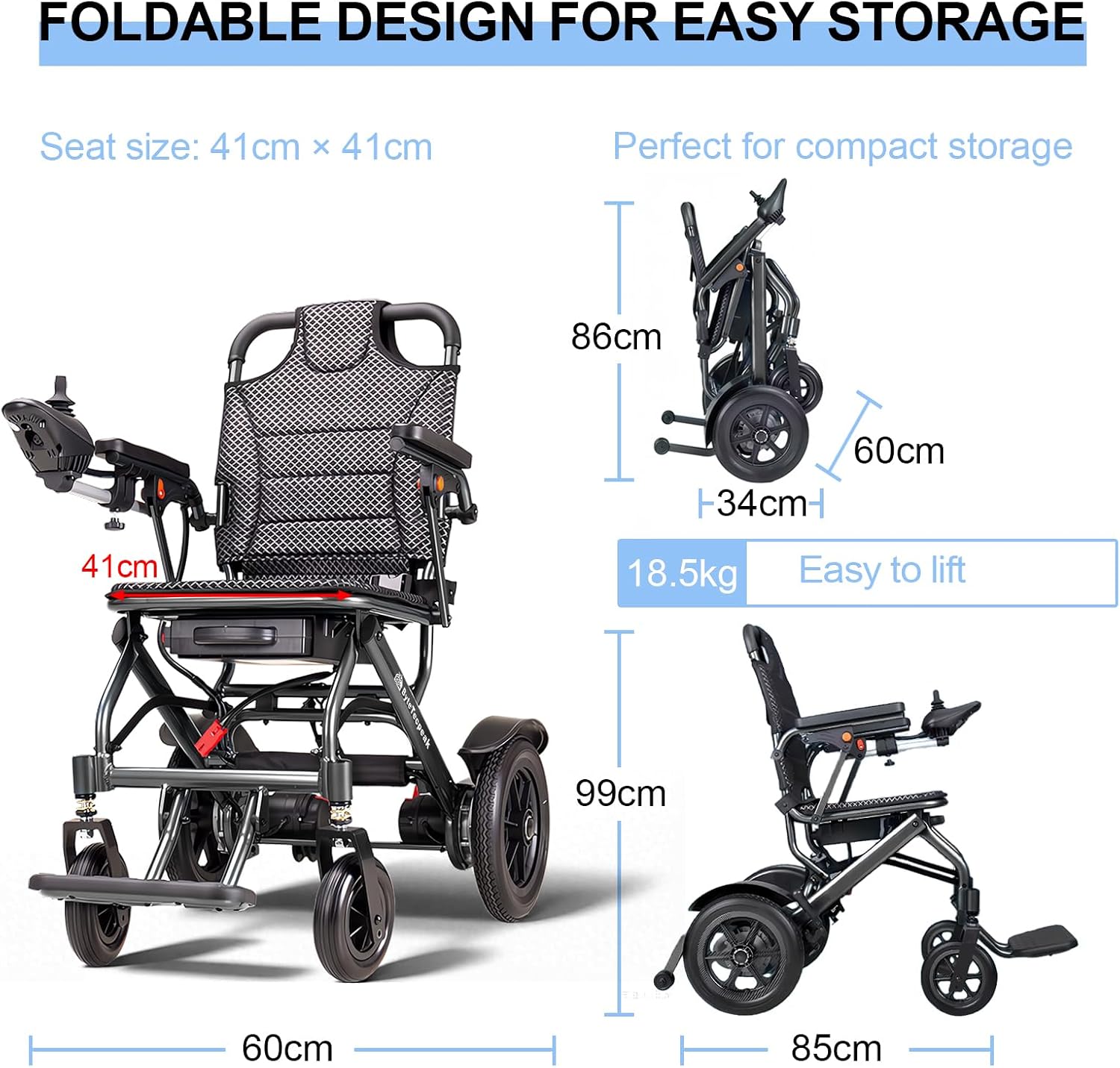 Thumbnail 1 de D04 Foldable Lightweight Electric Wheelchair with 500W Motor