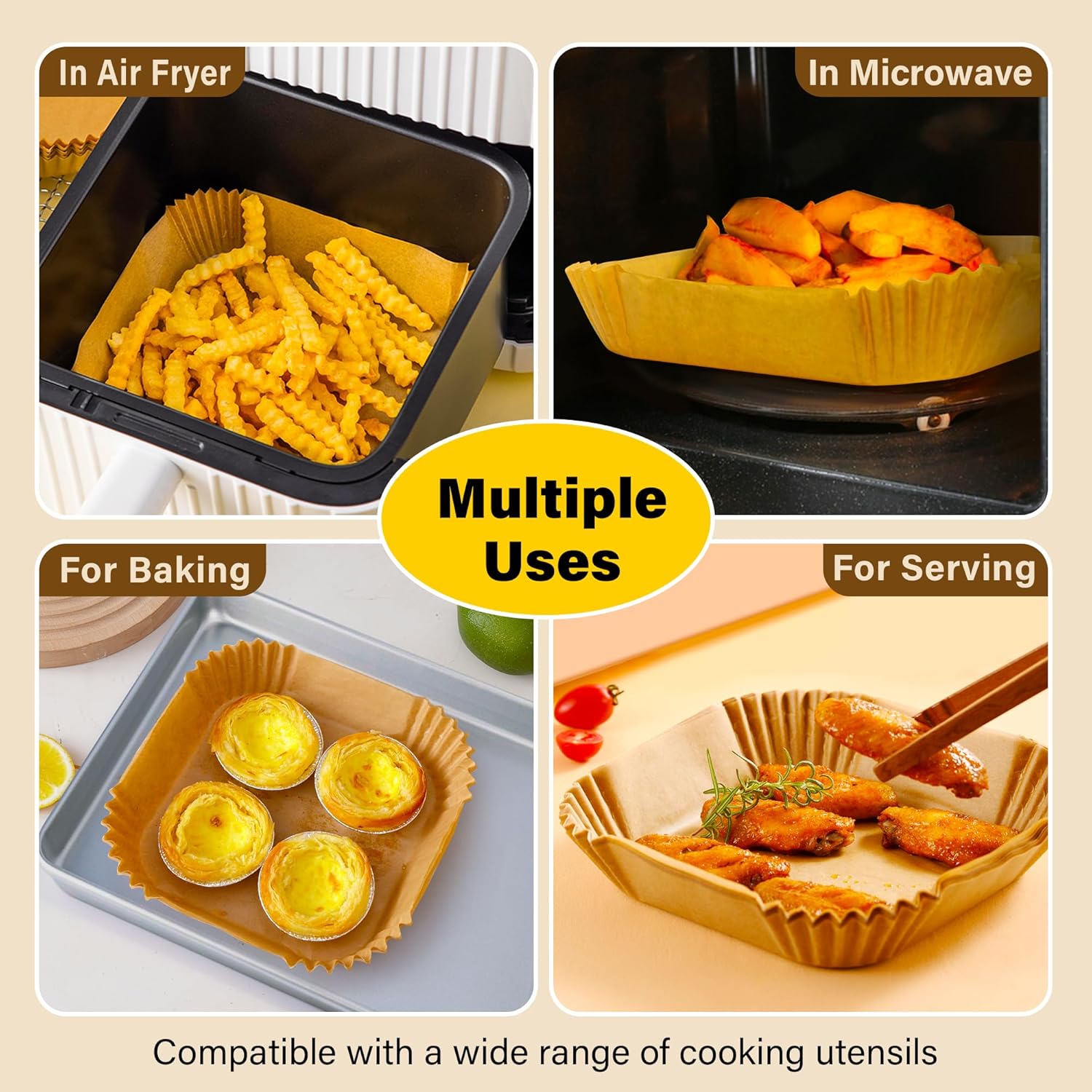 Thumbnail 6 de 125Pcs Unbleached 8" Air Fryer Liners