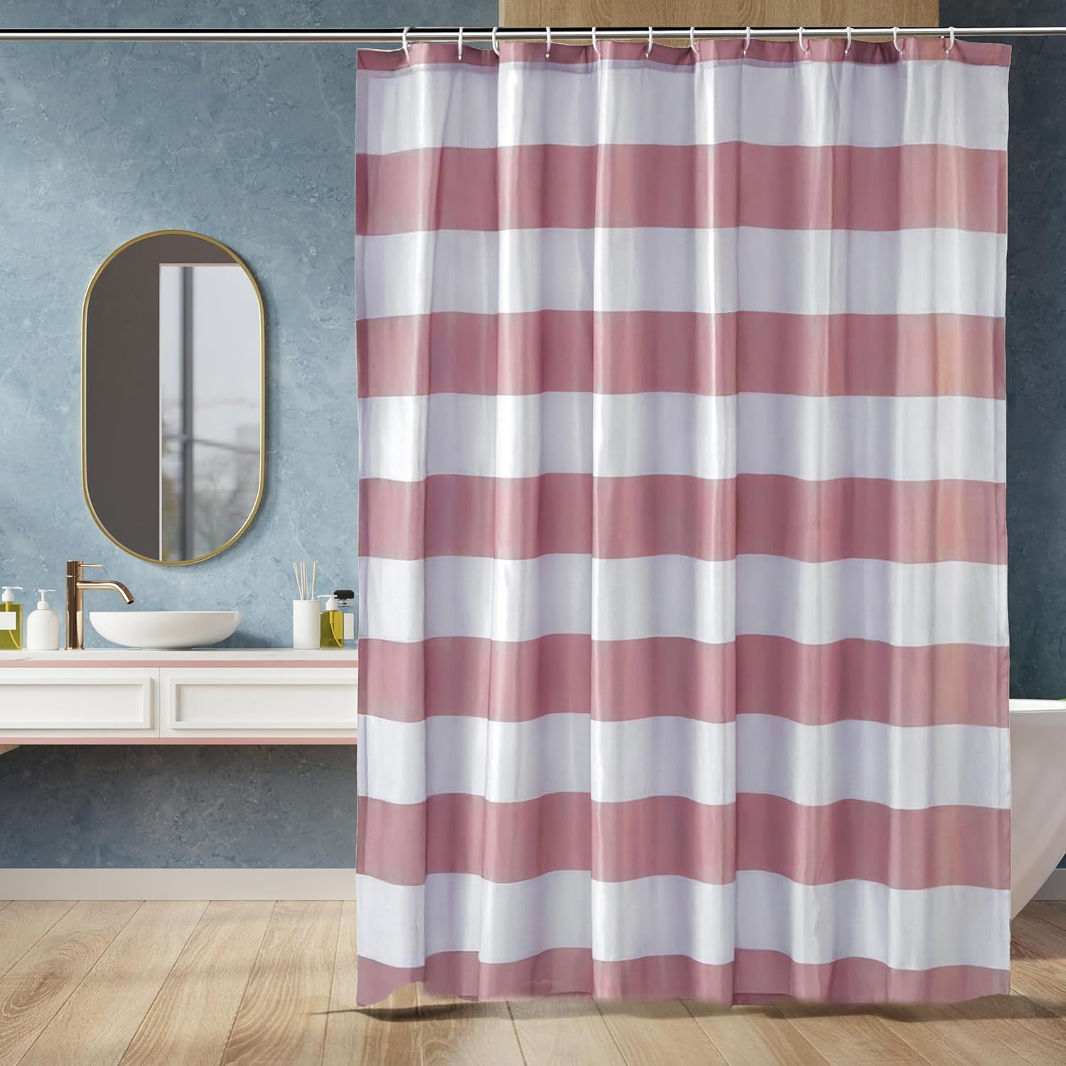 Thumbnail 5 de Amazon Basics Duschvorhang aus wasserdichtem Stoff, 183 x 183 cm, Weiß