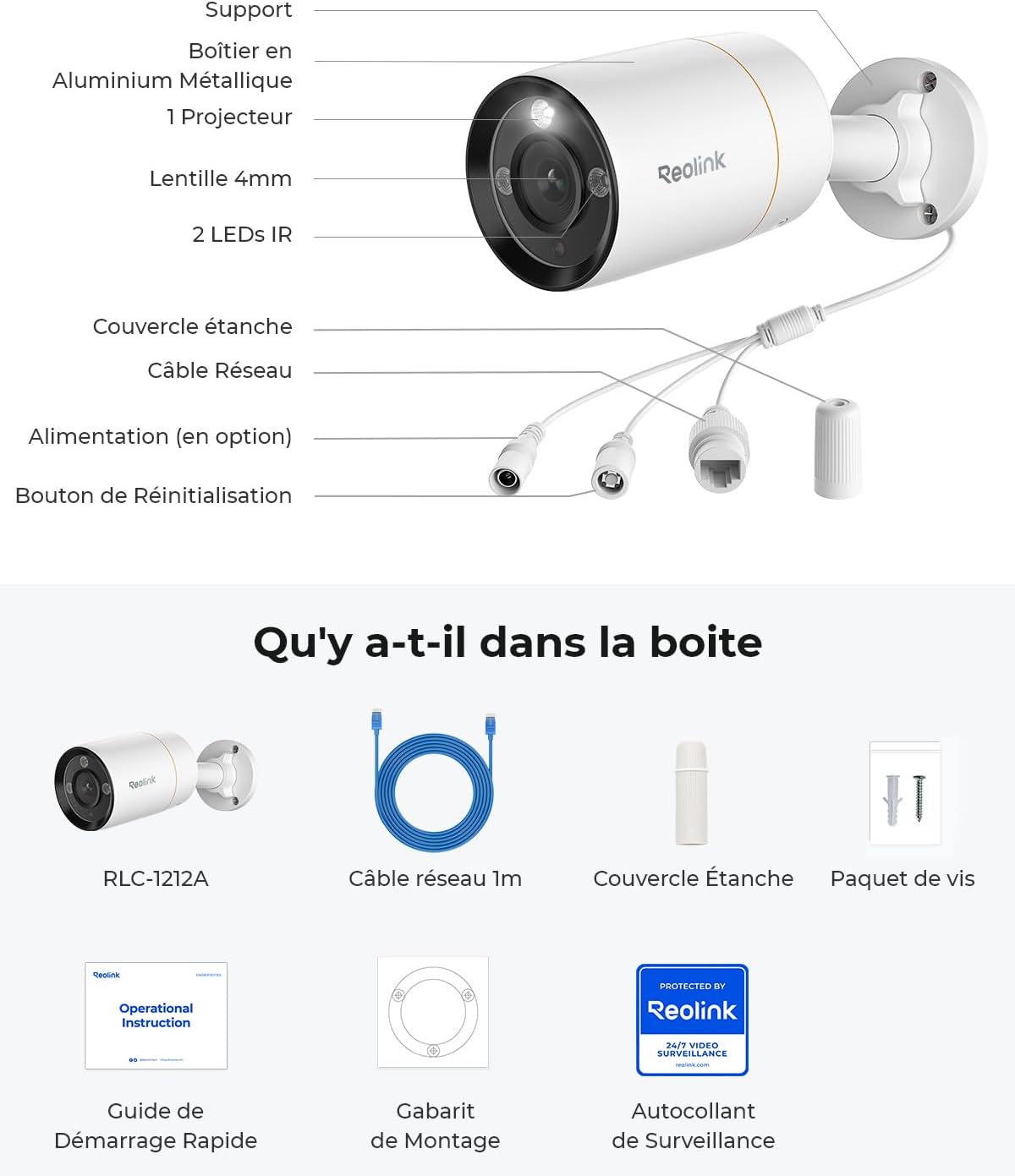 Thumbnail 6 de Reolink RLC-1212A: Caméra PoE Extérieure 4K+ 12MP avec Projecteur, Détection Personne/Véhicule et Vision Nocturne couleur