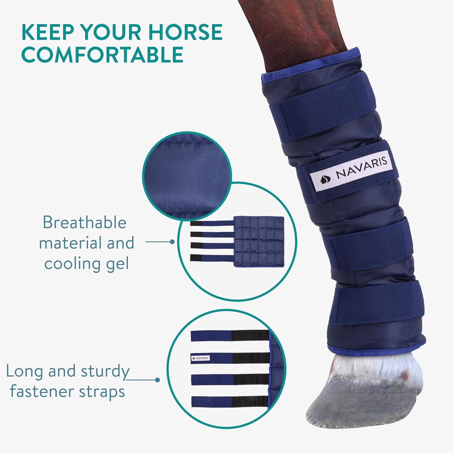 Thumbnail 3 de Navaris Horse Cooling Leg Wraps (Ice Boots) – Robust, One Size Fits All, 2 Pack