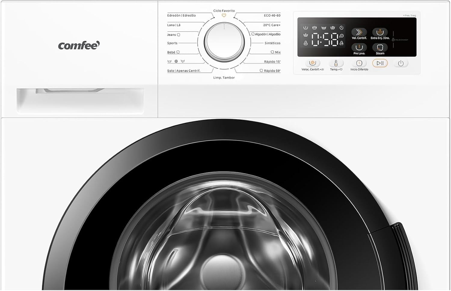 Detalle de Comfee Lavadora 7 kg CFP01EW70W Ultra Slim 40 cm - A-10%