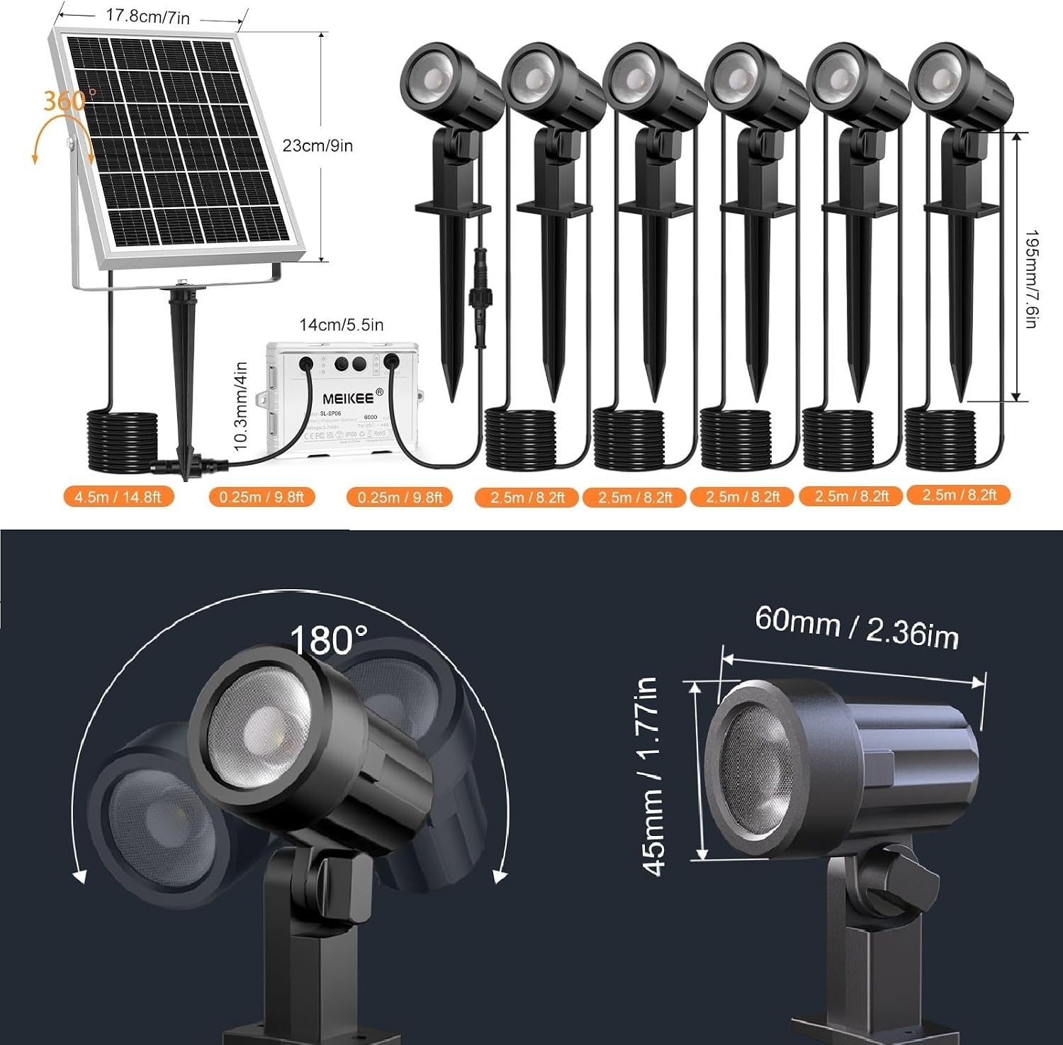 Thumbnail 5 de MEIKEE Solar Strahler 6 Stück – Warmweiß 2700K, IP66, Erdspieß, 6000mAh