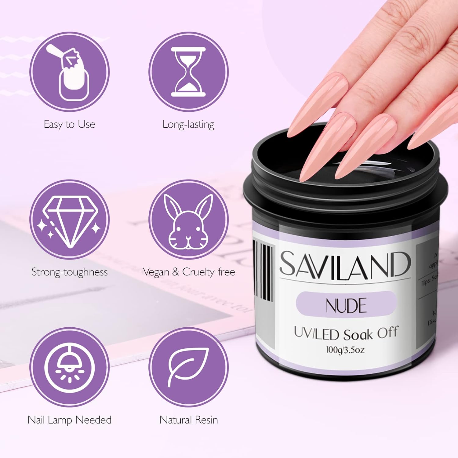 Thumbnail 3 de Kit Saviland Gel Construction UV : gel clair & nudes, pinceau, lime et 100 chablons