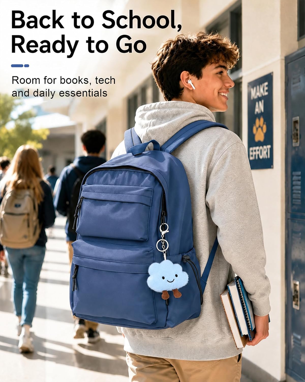 Thumbnail 1 de FIORETTO Backpack Womens School Bag: Lightweight, Water-Resistant, 15.6" Laptop Ready