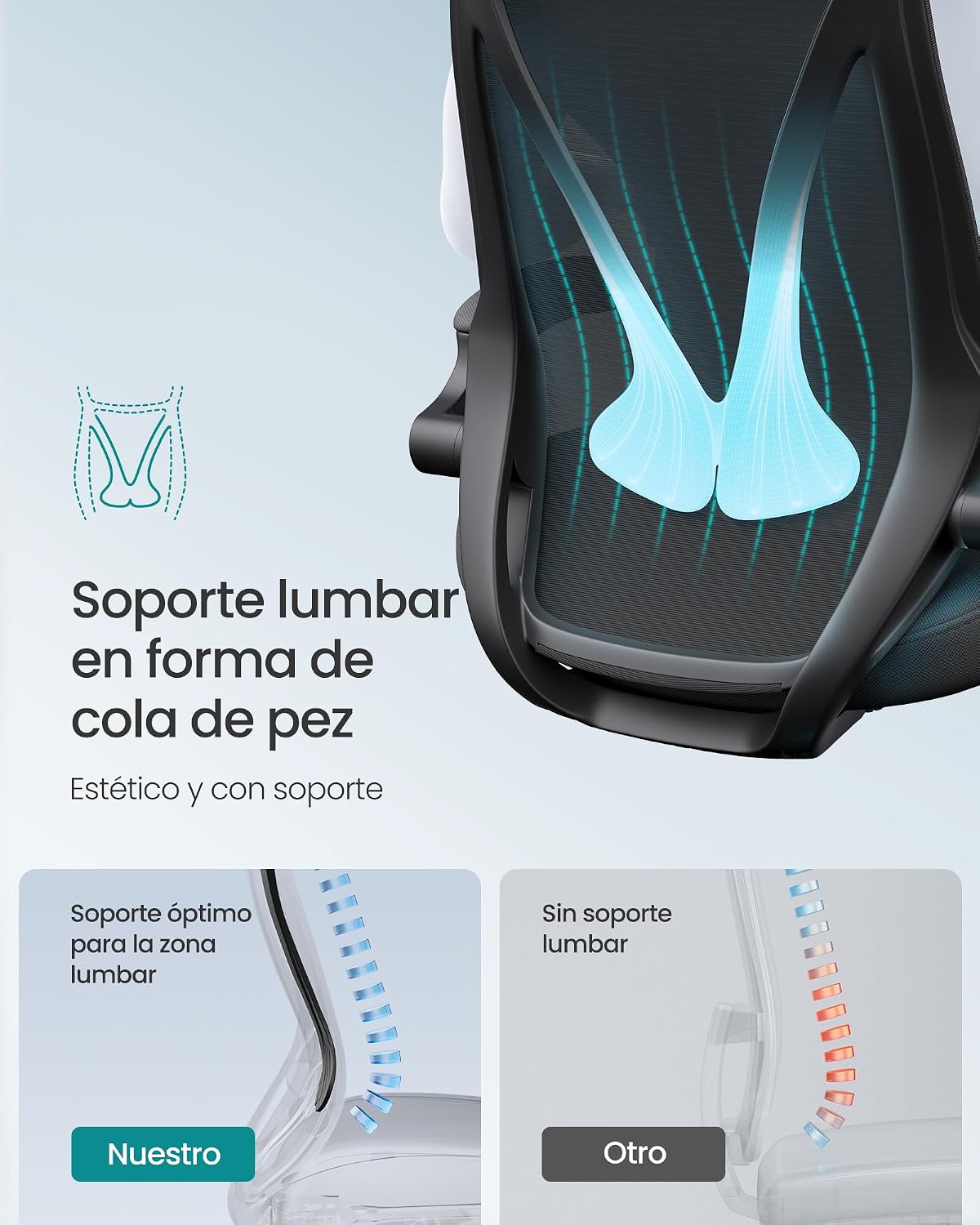Detalle 2 de SONGMICS Silla de Oficina OBN088B01 150 kg