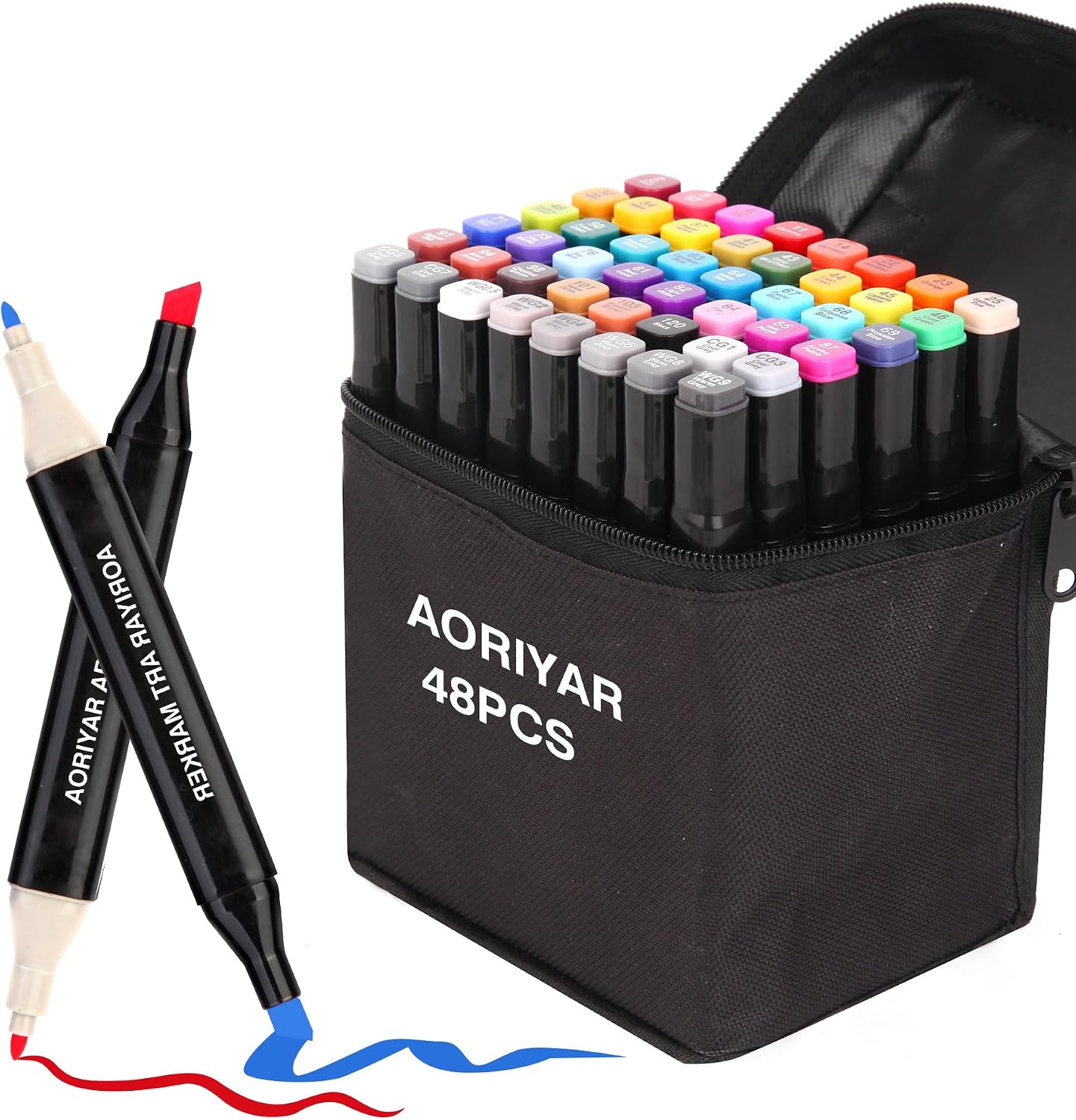 Detalle de Aoriyar 48 Farben Kunst Marker Dual Tip 🎨