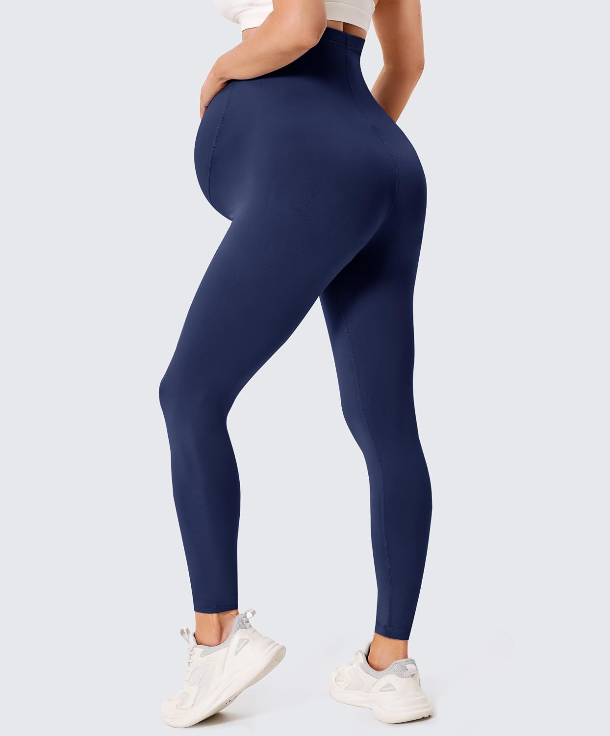 Detalle de VALANDY Creamlush 2 Pack Women’s Maternity Leggings (Over the Belly) for Workout, Yoga & Everyday Wear