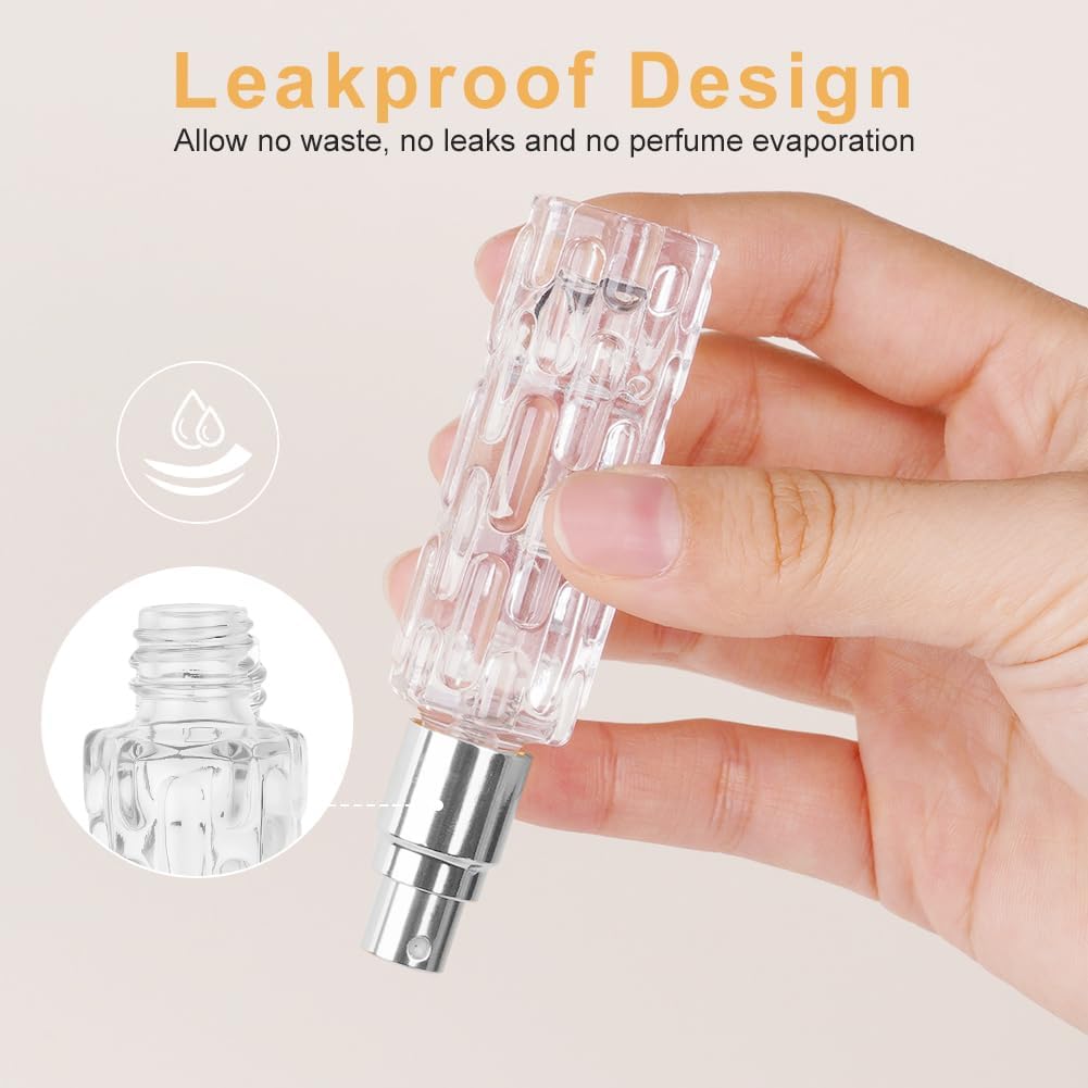 Detalle 2 de LOPHE Porta profumo da viaggio ricaricabile in vetro da 10 ml con atomizzatore (4 pezzi) argento