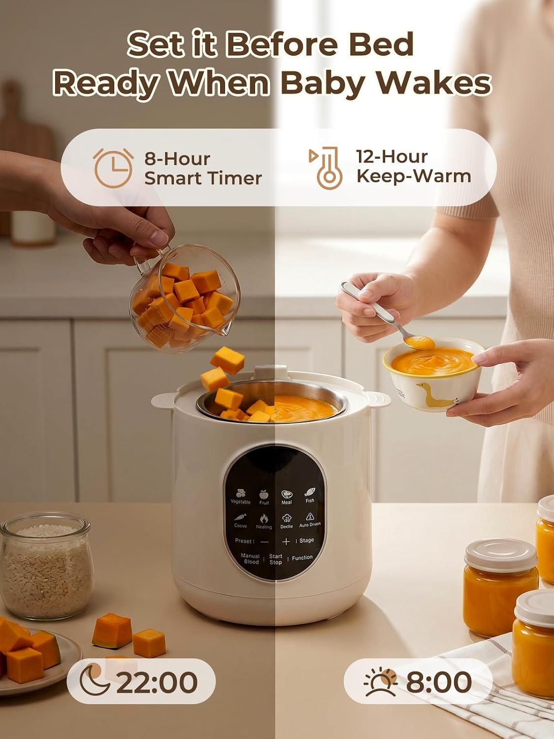 Detalle de FOHERE Baby Food Maker, Nutri Ease All Stage One Steamer Blender