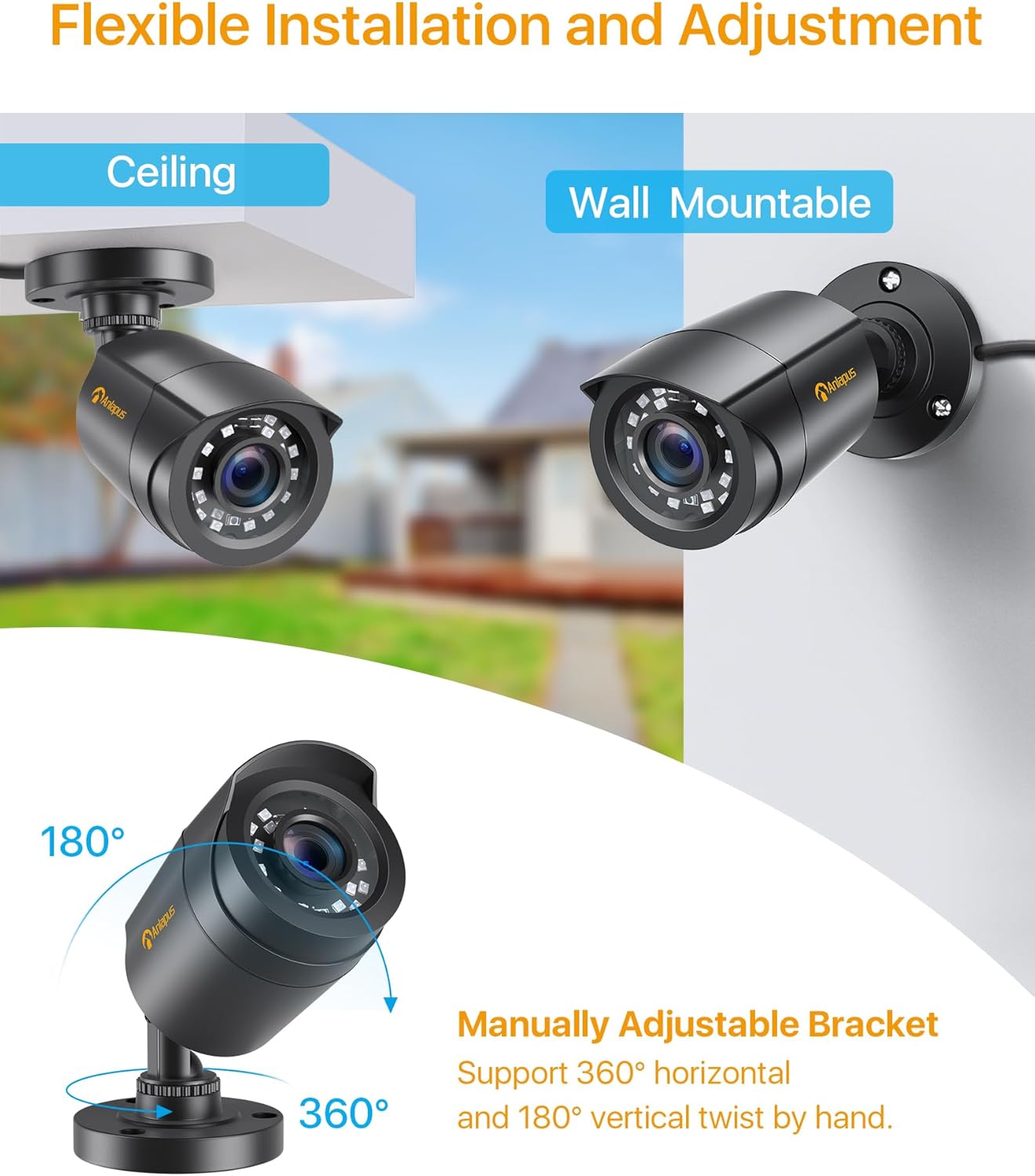 Thumbnail 5 de Kit videosorveglianza Anlapus 4x telecamere analogiche TVI 1080P con visione notturna da 20 m (nero) per DVR