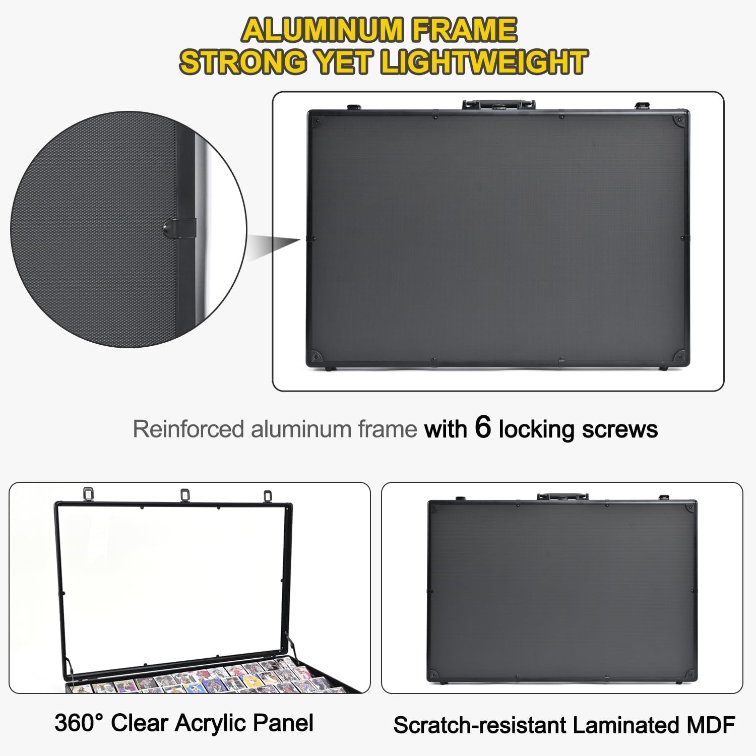 Thumbnail 3 de Trade Show Display Case – 34"x22" Large Aluminum Locking Tabletop Showcase for Trading Cards, Jewelry, and Collectibles (Black)