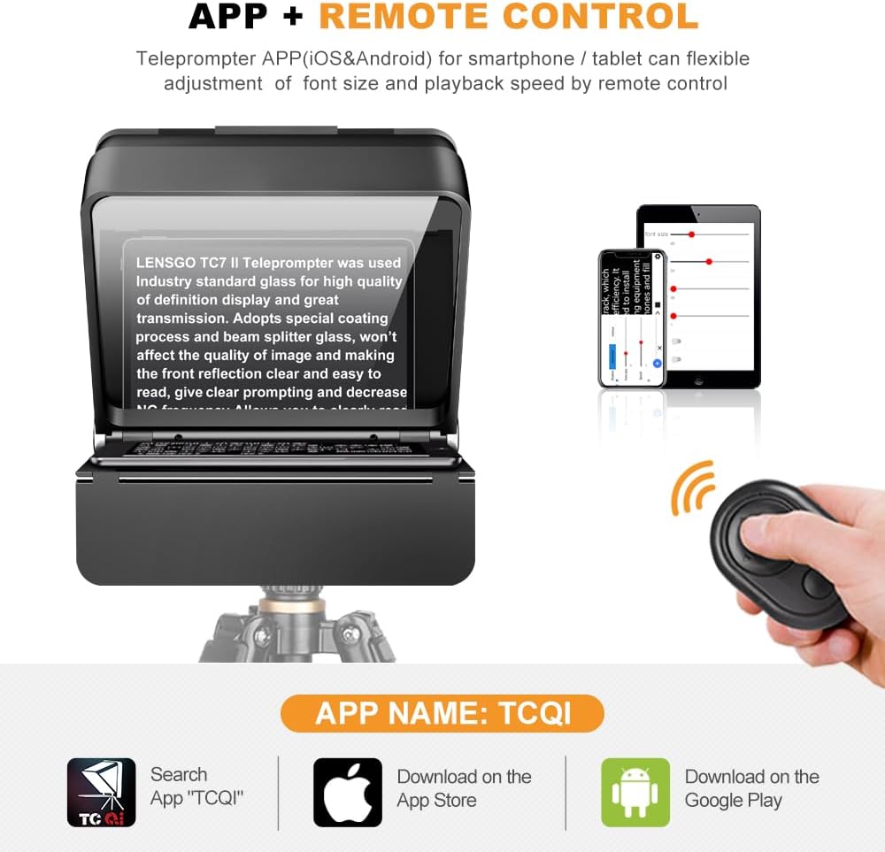 Detalle de LENSGO Teleprompter 10'' TC7II: promemoria per tablet, smartphone e DSLR/SLR