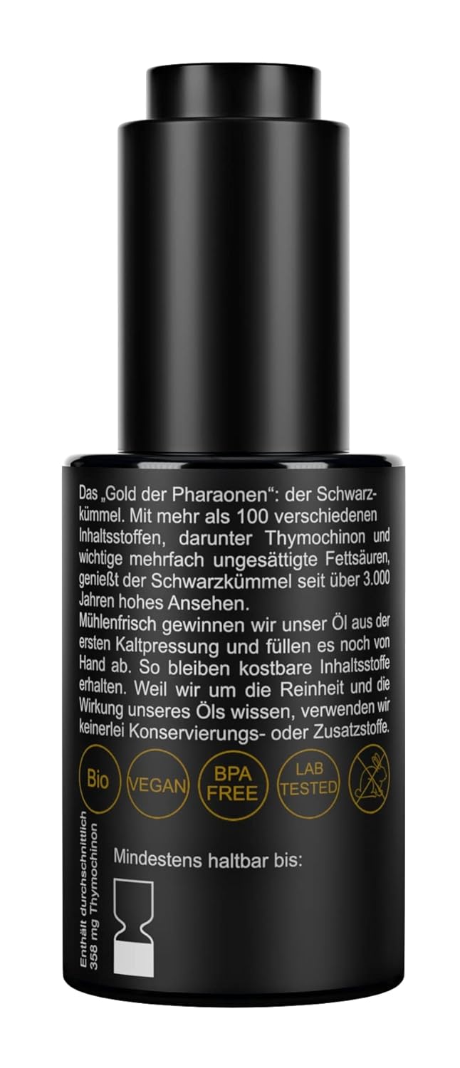 Thumbnail 4 de Ölmühle Schwarzkümmel Premium Bio Pflegeöl (BIO Schwarzkümmelöl) – 30 ml Pipettenflasche aus Miron-Violettglas