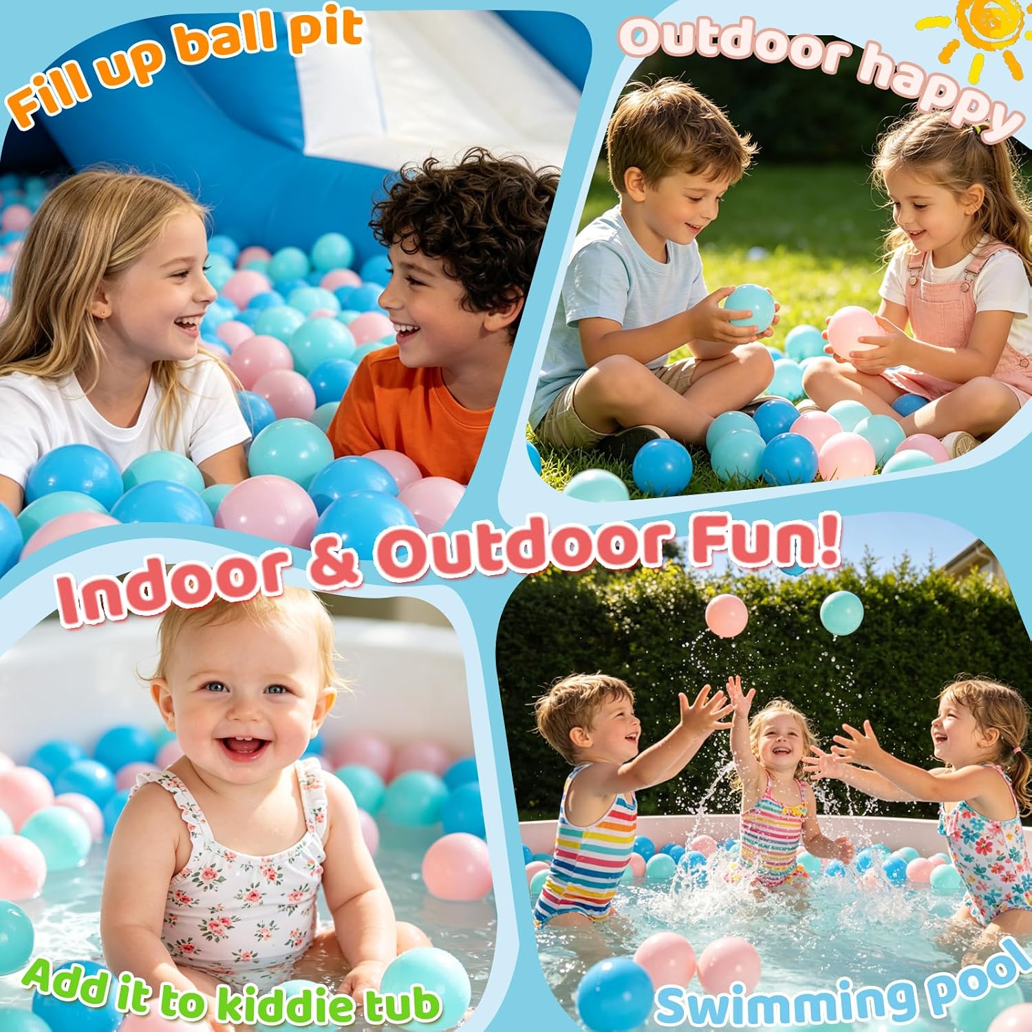 Thumbnail 3 de Heopeis Ball Pit Balls Pack of 100/200/500 – Star and Round Set, BPA Free & Non-Toxic (2.2 in) for Toddlers