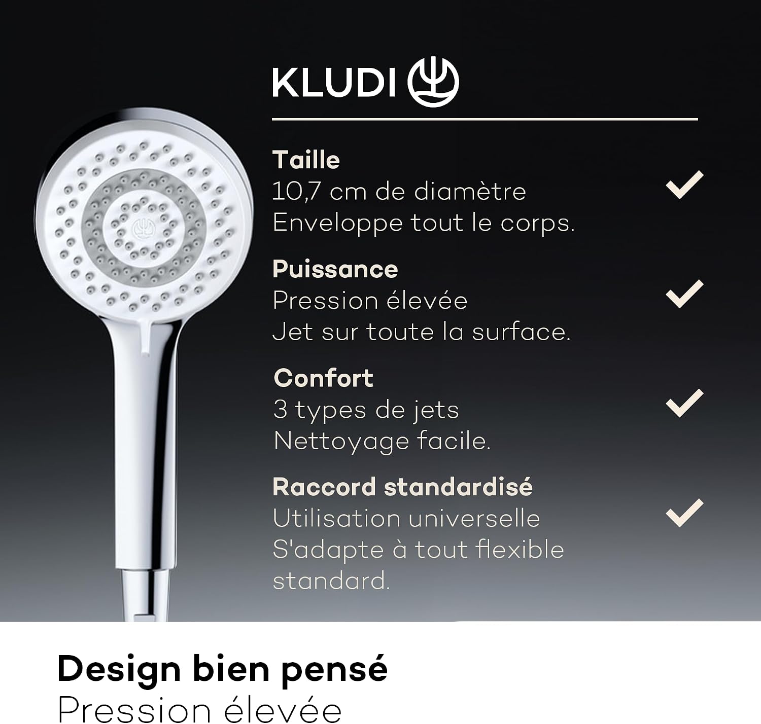 Thumbnail 3 de KLUDI-X1 Douchette anti-calcaire à jets multiples – économie d’eau et finition chromée