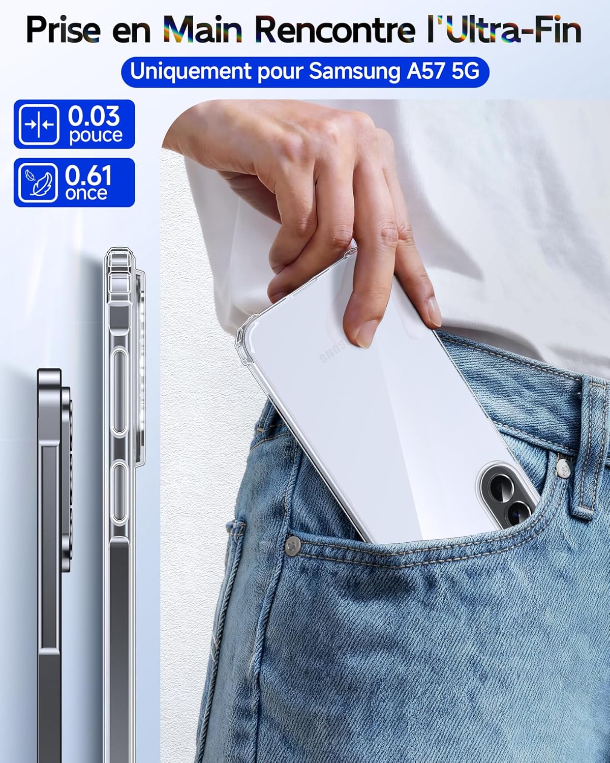 Thumbnail 5 de LeYi coque transparente avec verre trempé pour Samsung Galaxy A57 5G — protection 360° et bumper antichoc
