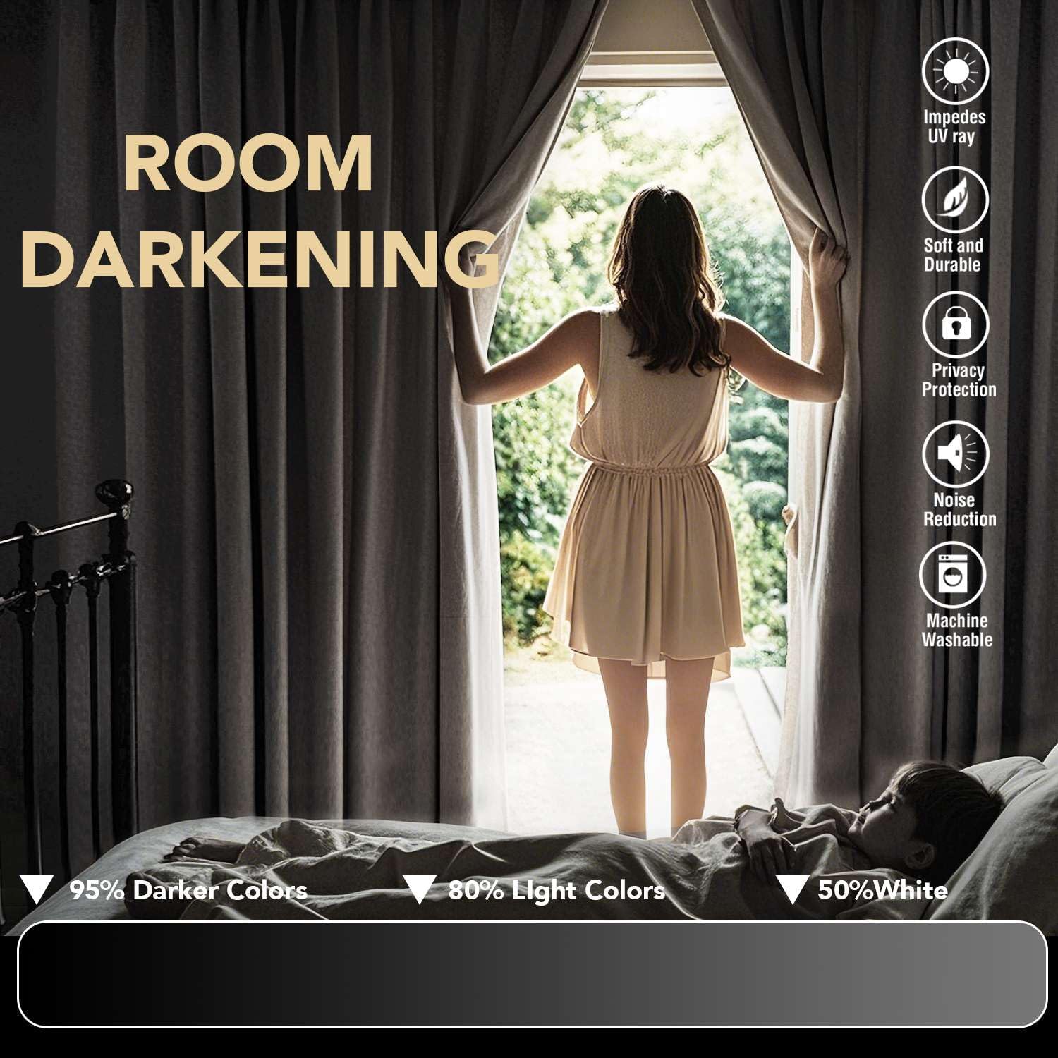 Thumbnail 6 de H.VERSAILTEX White Thermal Insulated Room Darkening Curtains (2 Panels, 52" W x 84" L)