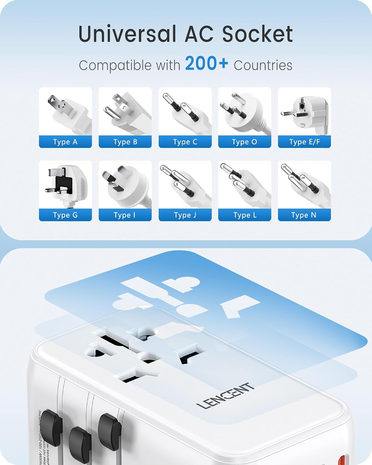 Thumbnail 3 de LENCENT Reiseadapter 100W GaN3 universell