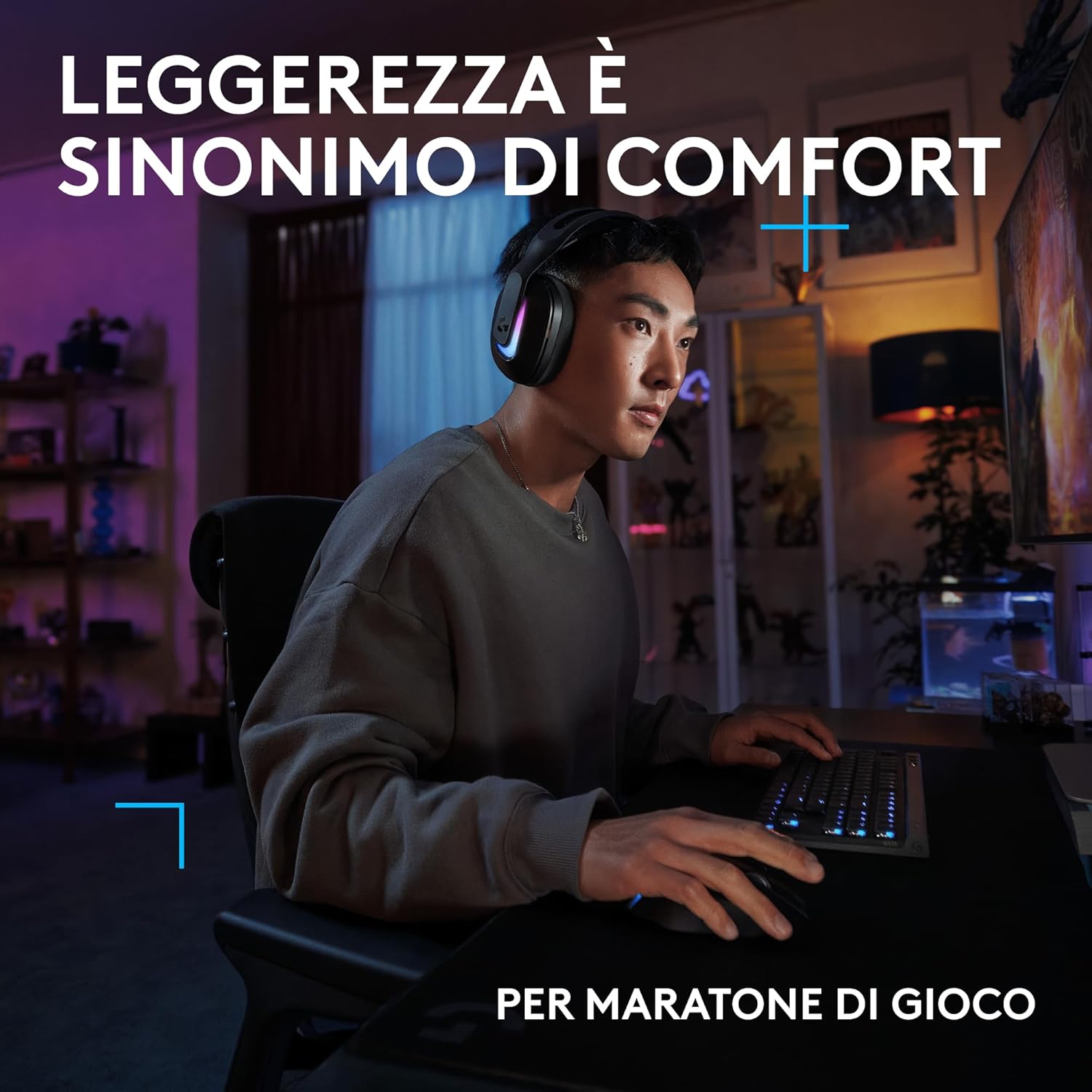Detalle de Logitech G G522 LIGHTSPEED: cuffia gaming wireless con microfono a banda completa