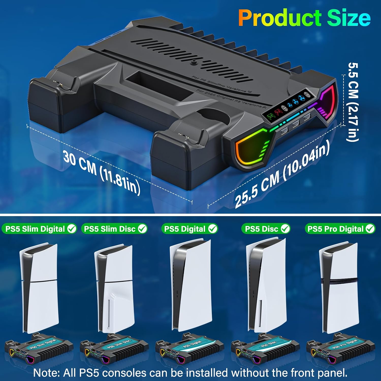 Detalle de ZRZLMVP PS5 cooling station, RGB stand