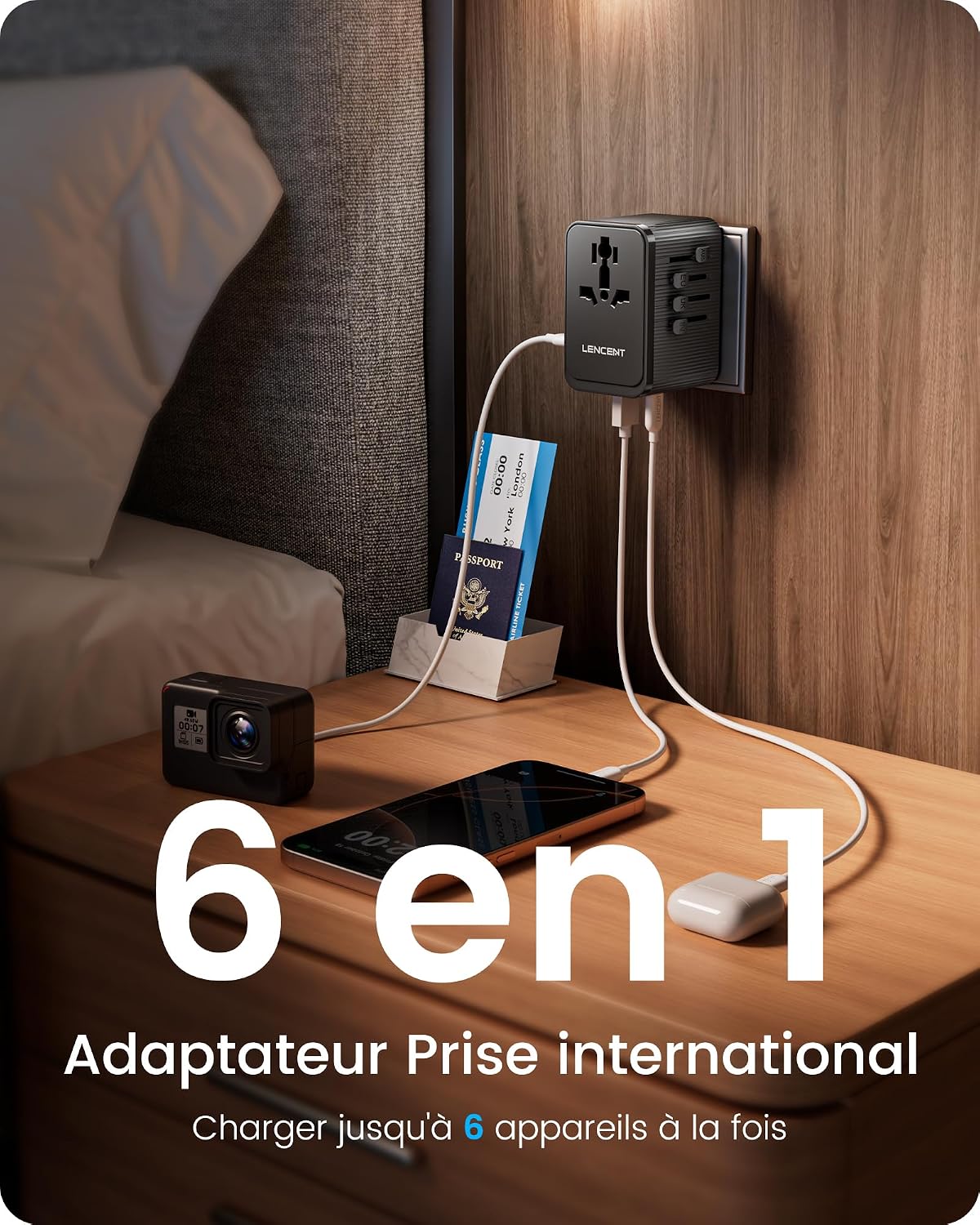 Detalle 2 de LENCENT Adaptateur de Voyage 30 W 🔌