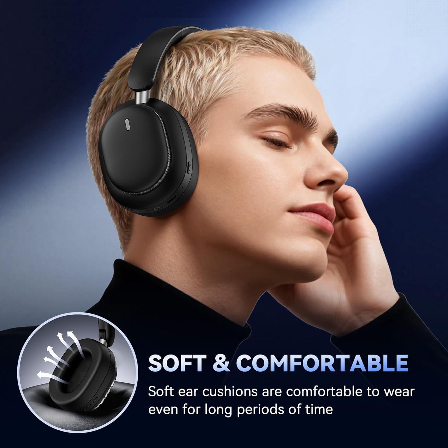 Thumbnail 4 de Pointcinco Hybrid Active Noise Cancelling Headphones (Bluetooth 6.0, 50H playtime, foldable over-ear) - Black