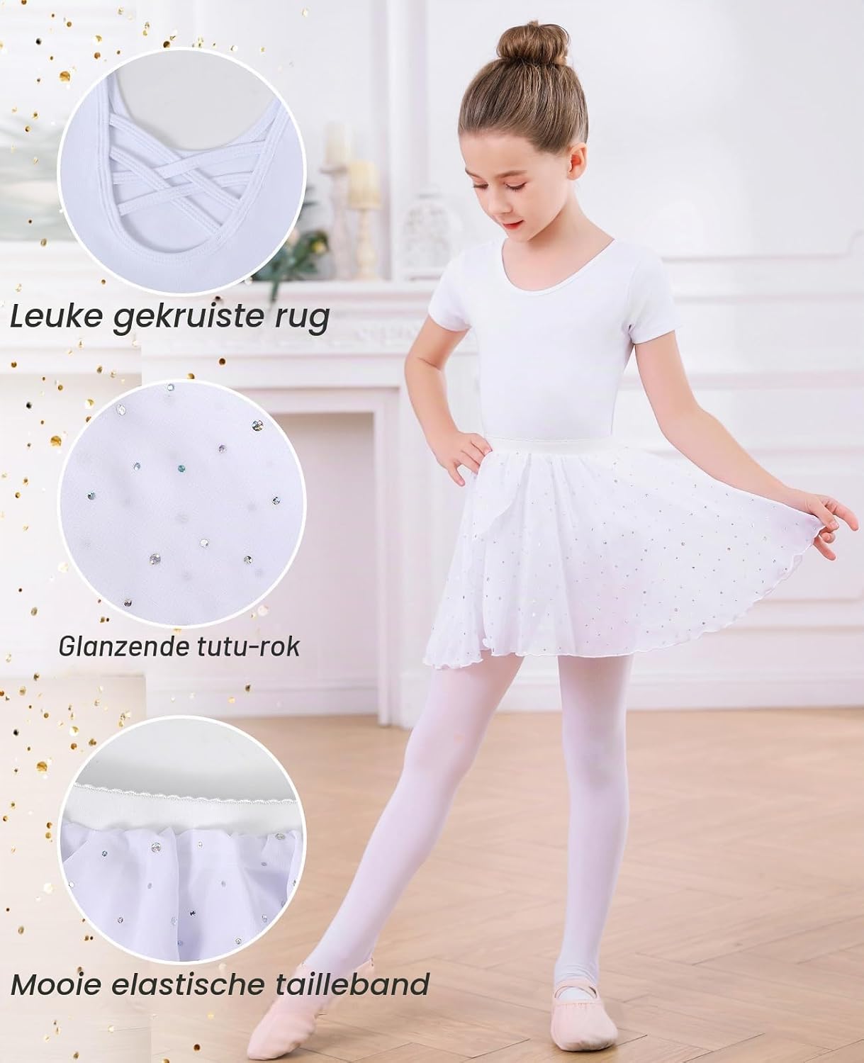 Thumbnail 3 de MYSSUCI 07T0125 balletjurk voor meisjes van katoen met korte mouwen