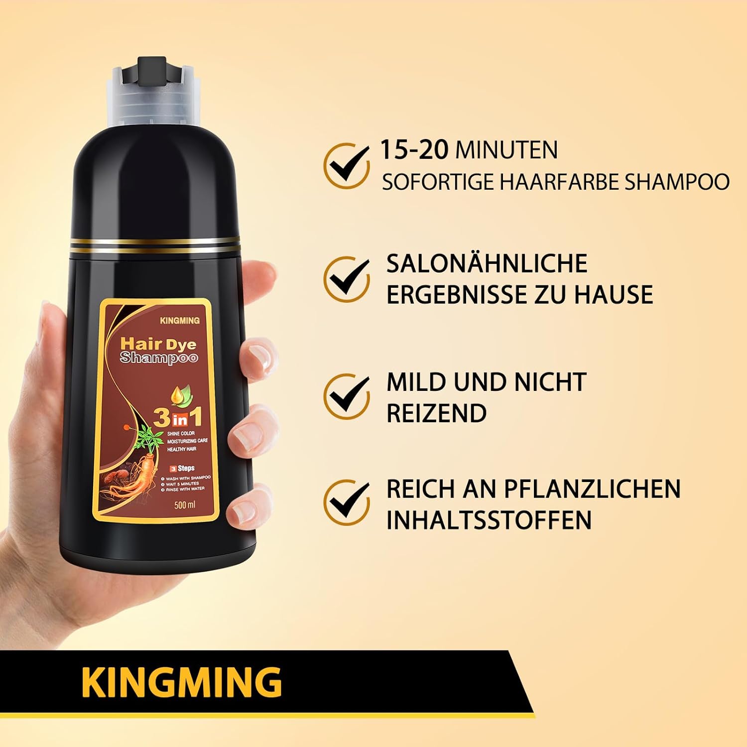 Thumbnail 3 de Haarfarbe Dunkelbraun 3-in-1 Shampoo gegen graues Haar (500 ml) für Männer & Frauen