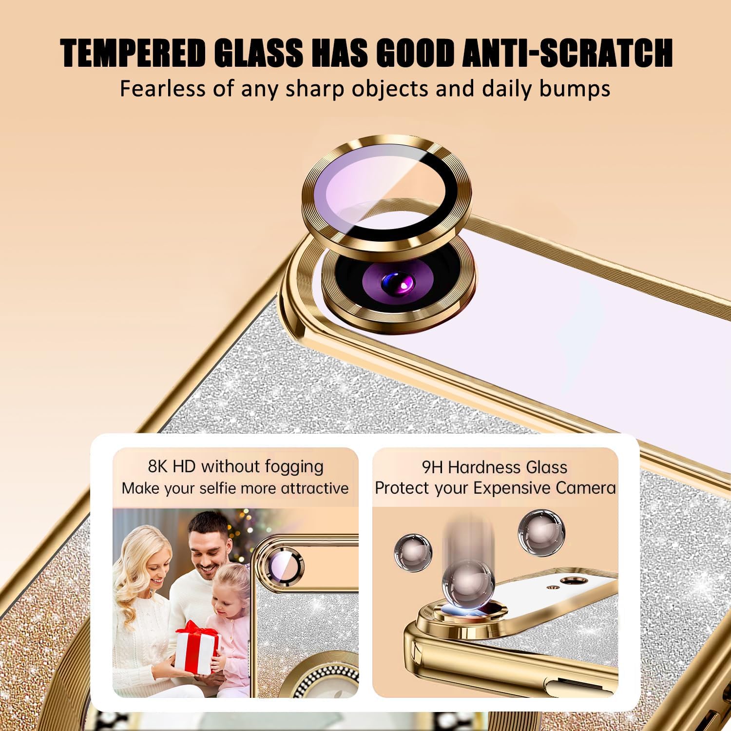Thumbnail 4 de Misscase MagSafe Glitter Case for iPhone 17 Air (6.5") — Gold, Slim Shockproof Cover with Camera Lens Protector