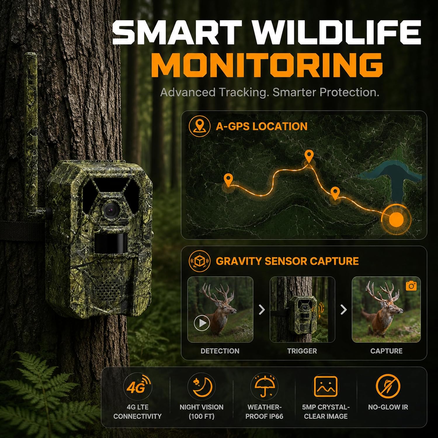 Thumbnail 5 de MagicEagle H1-New 4G Cellular Trail Camera with Solar Panel, 2K Video & No-Glow IR