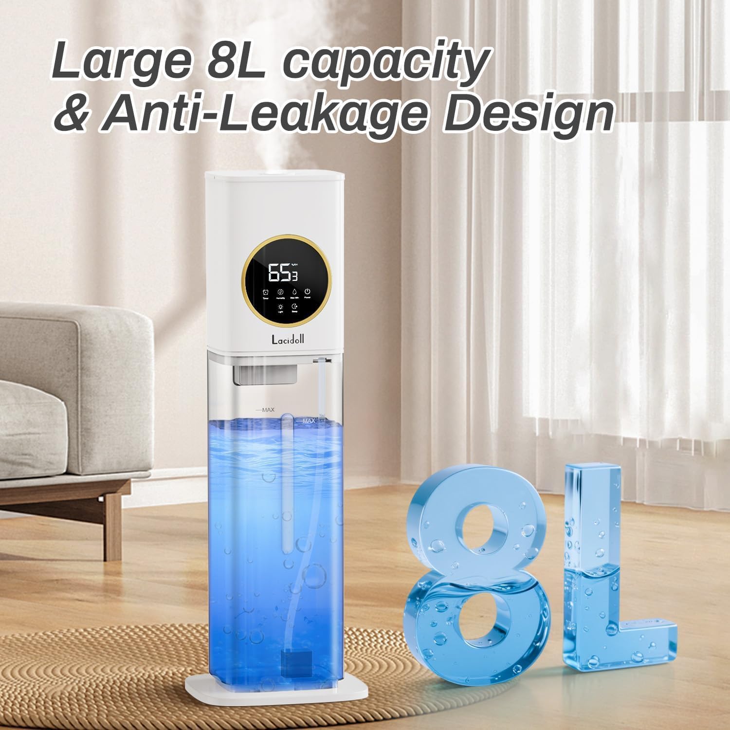 Detalle de Lacidoll MH-2303W1 8L Cool Mist Humidifier with Top Fill and Remote