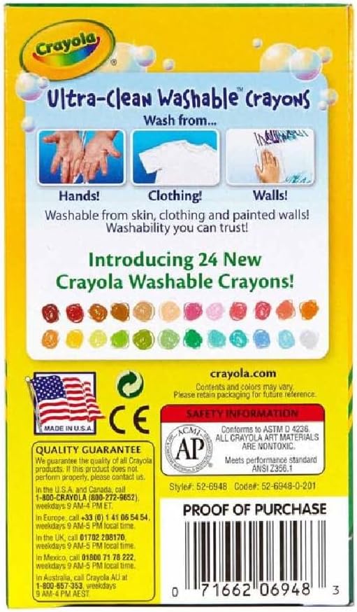 Detalle de CRAYOLA 526948 水で落とせるクレヨン 48色 約9.2cm