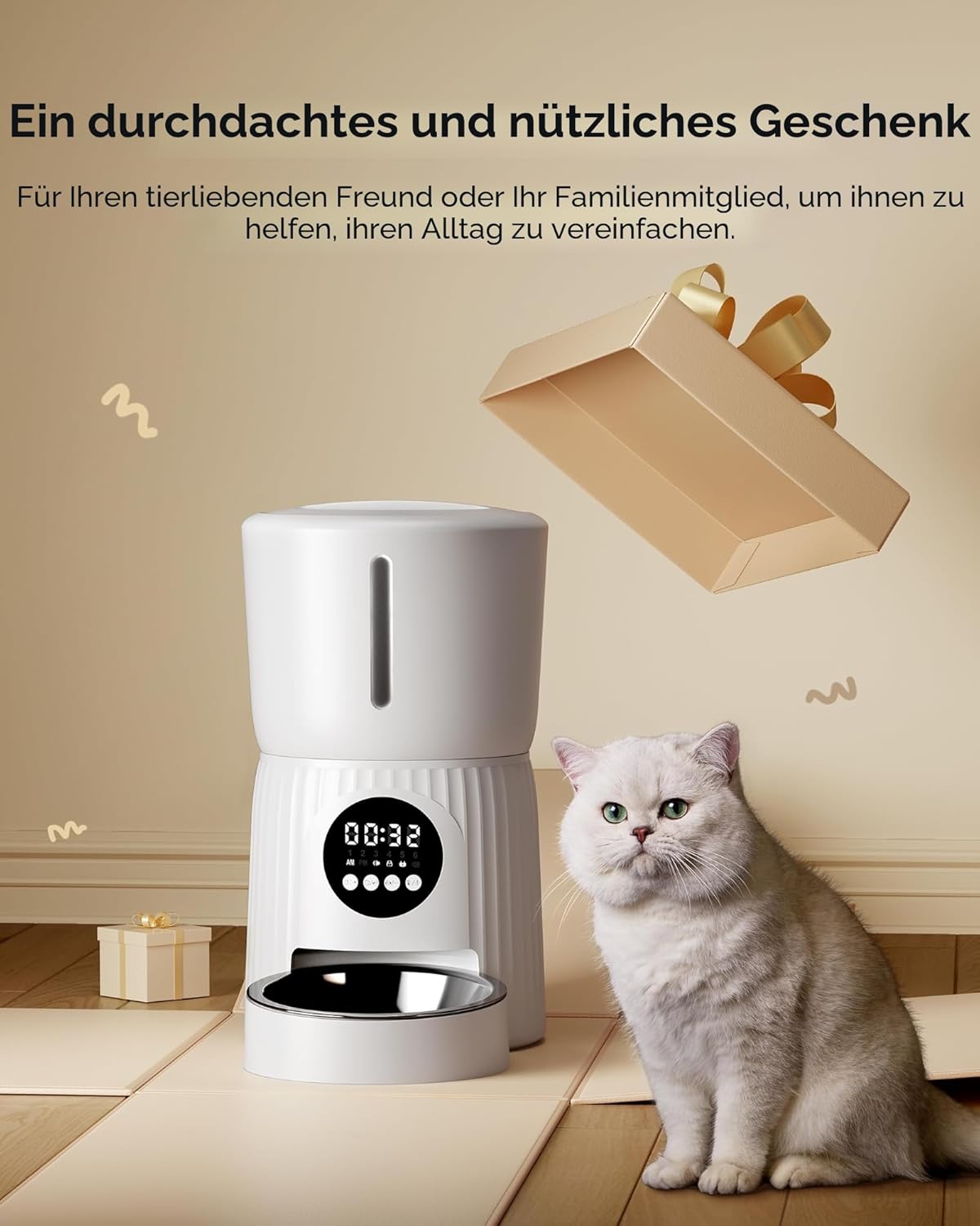 Thumbnail 6 de Faroro 4L Futterautomat für Katzen mit Timer, 1–6 Mahlzeiten und 10s Sprachaufnahme