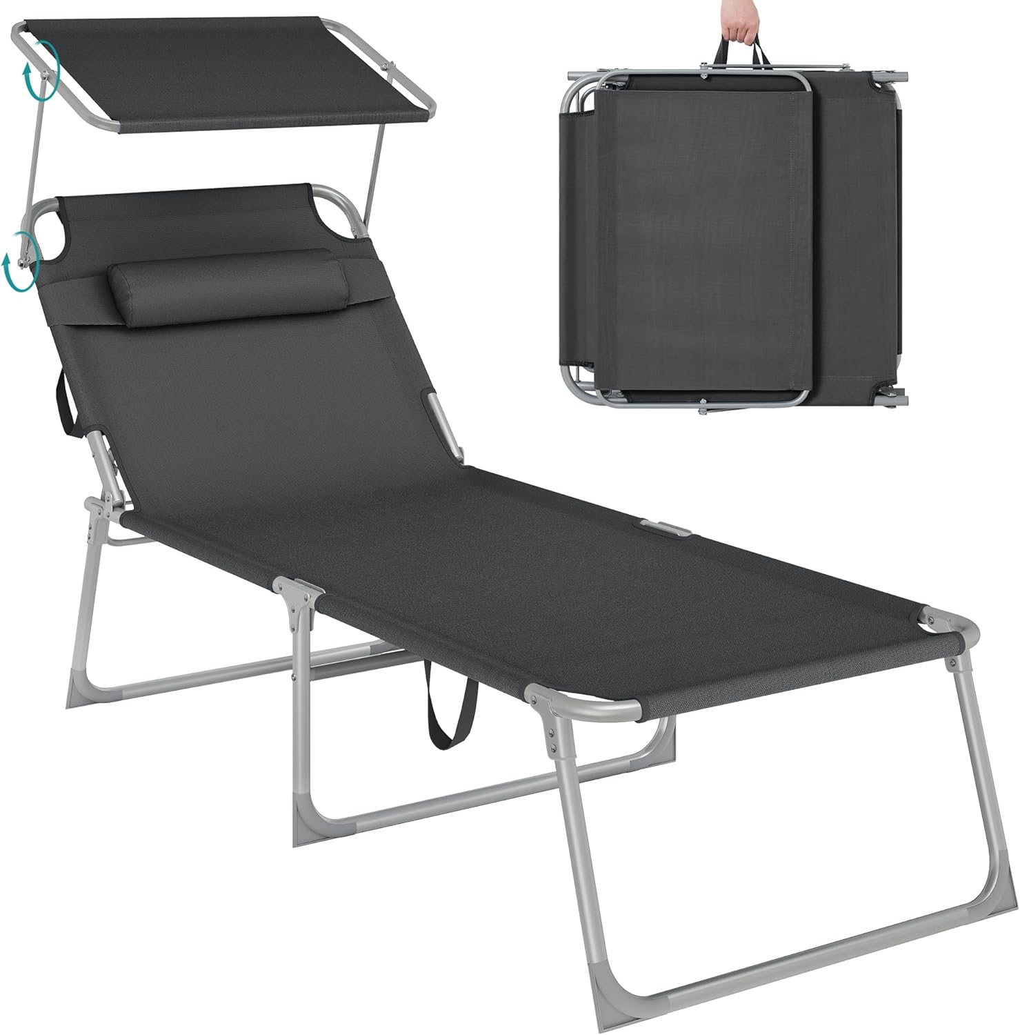 SONGMICS GCB22GYV2 Sonnenliege mit 71 cm